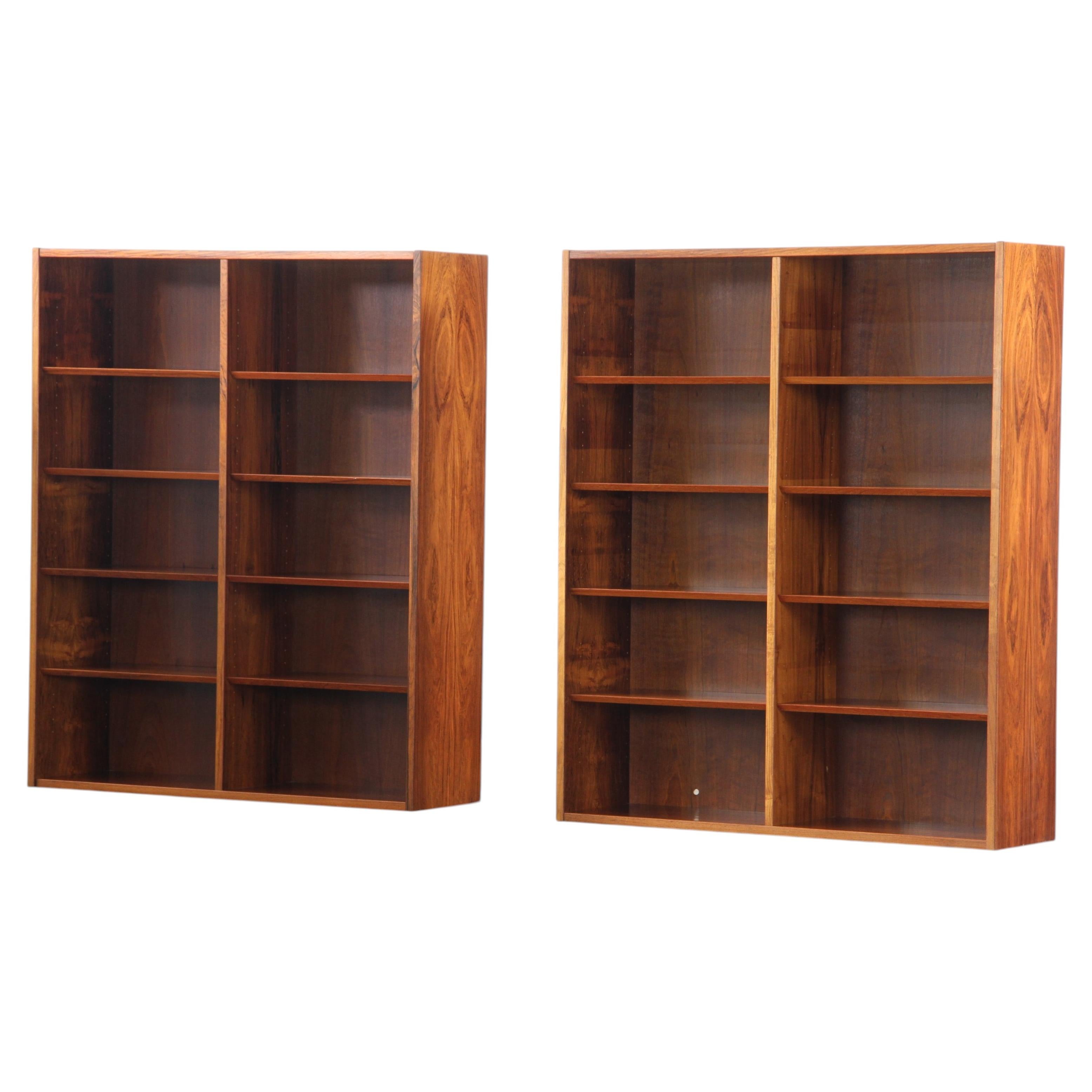Pair of "Poul Hundevad" Wood Bookshelves, Denmark 1960s Cabinetmaker mid-century