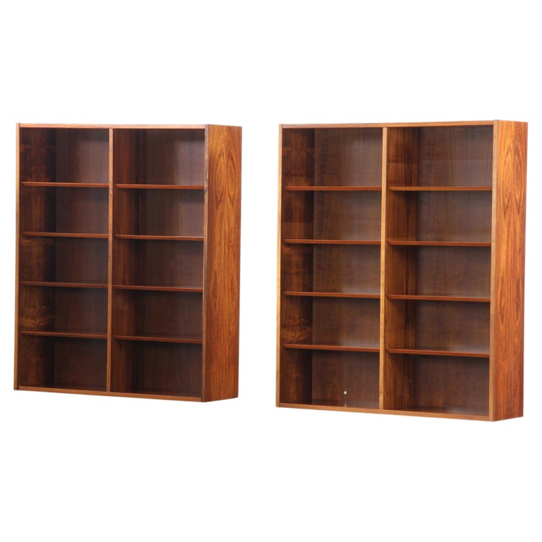 Pair of "Poul Hundevad" Wood Bookshelves, Denmark 1960s Cabinetmaker mid-century