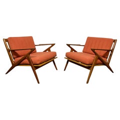 Pair of Poul Jensen for Selig Danish Teak "Z" Lounge Chairs Circa 1960s