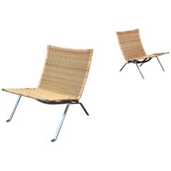 Pair of Poul Kjaerholm PK 22 Lounge Chairs in Wicker