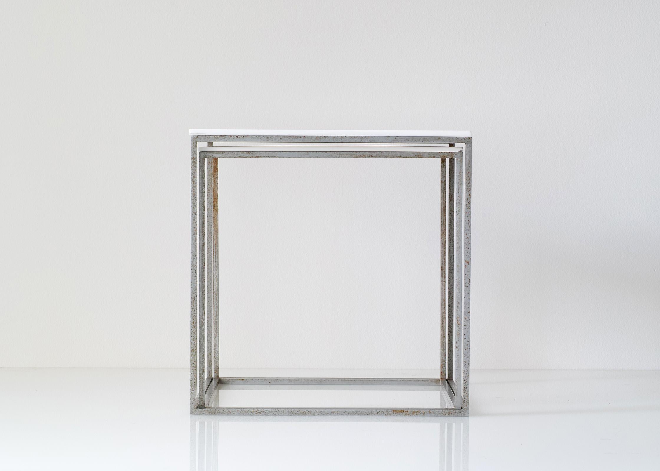Metal Pair of Poul Kjærholm PK-71 Cube Nesting Tables For Sale
