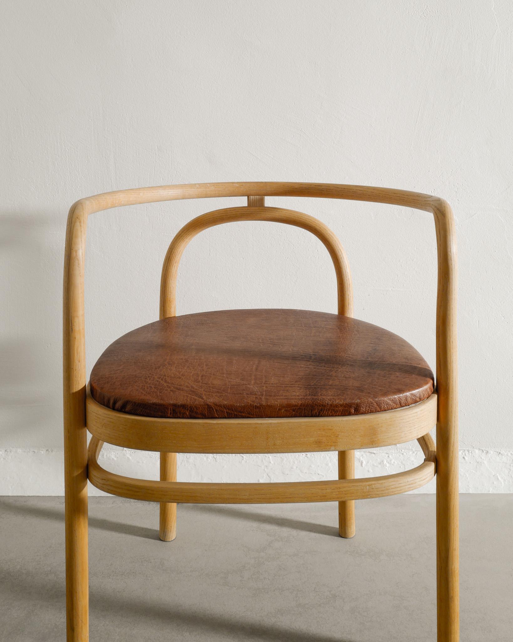 Fin du 20e siècle Paire de chaises de bureau Poul Kjaerholm PK15 en frêne et cuir par PP Møbler  en vente