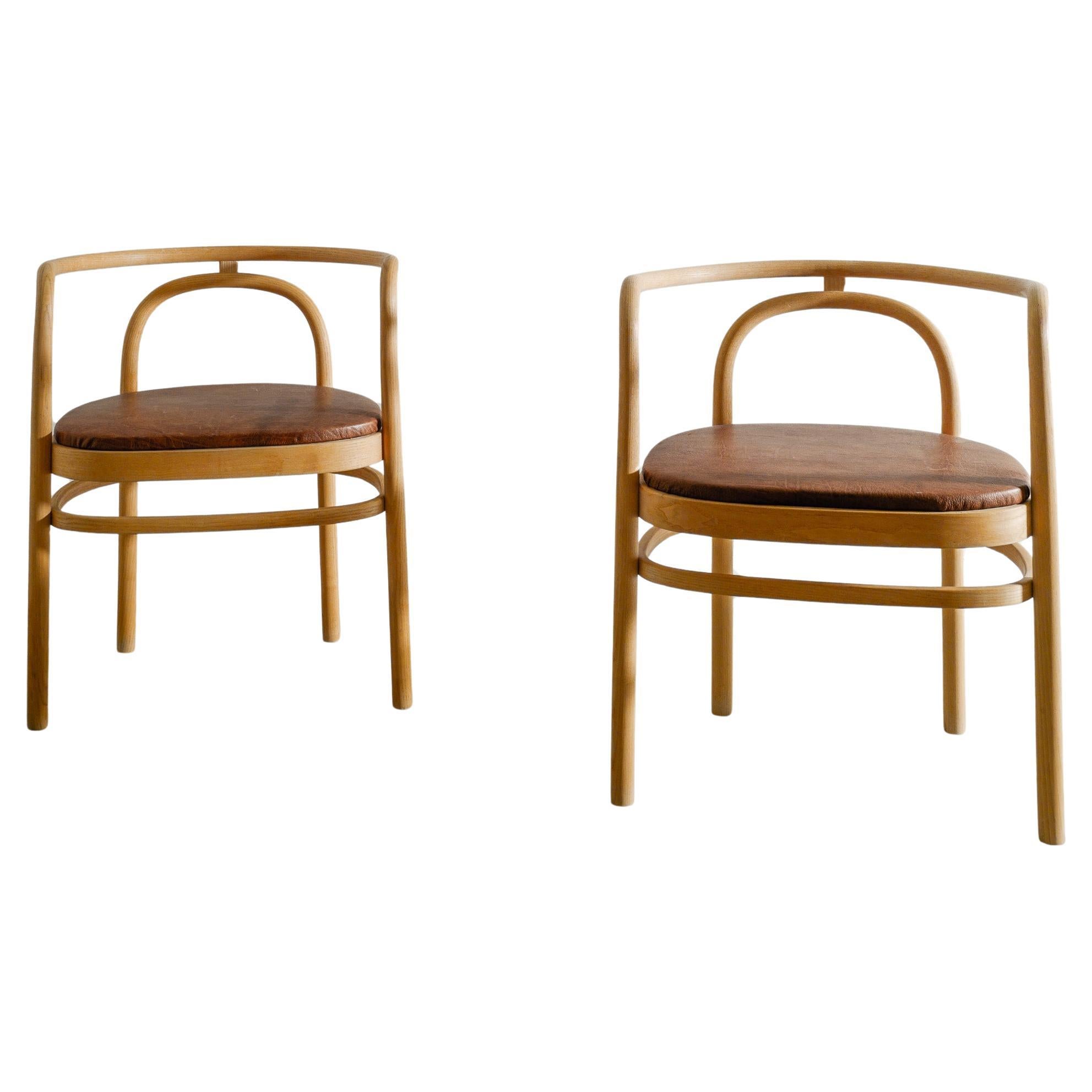 Paire de chaises de bureau Poul Kjaerholm PK15 en frêne et cuir par PP Møbler  en vente