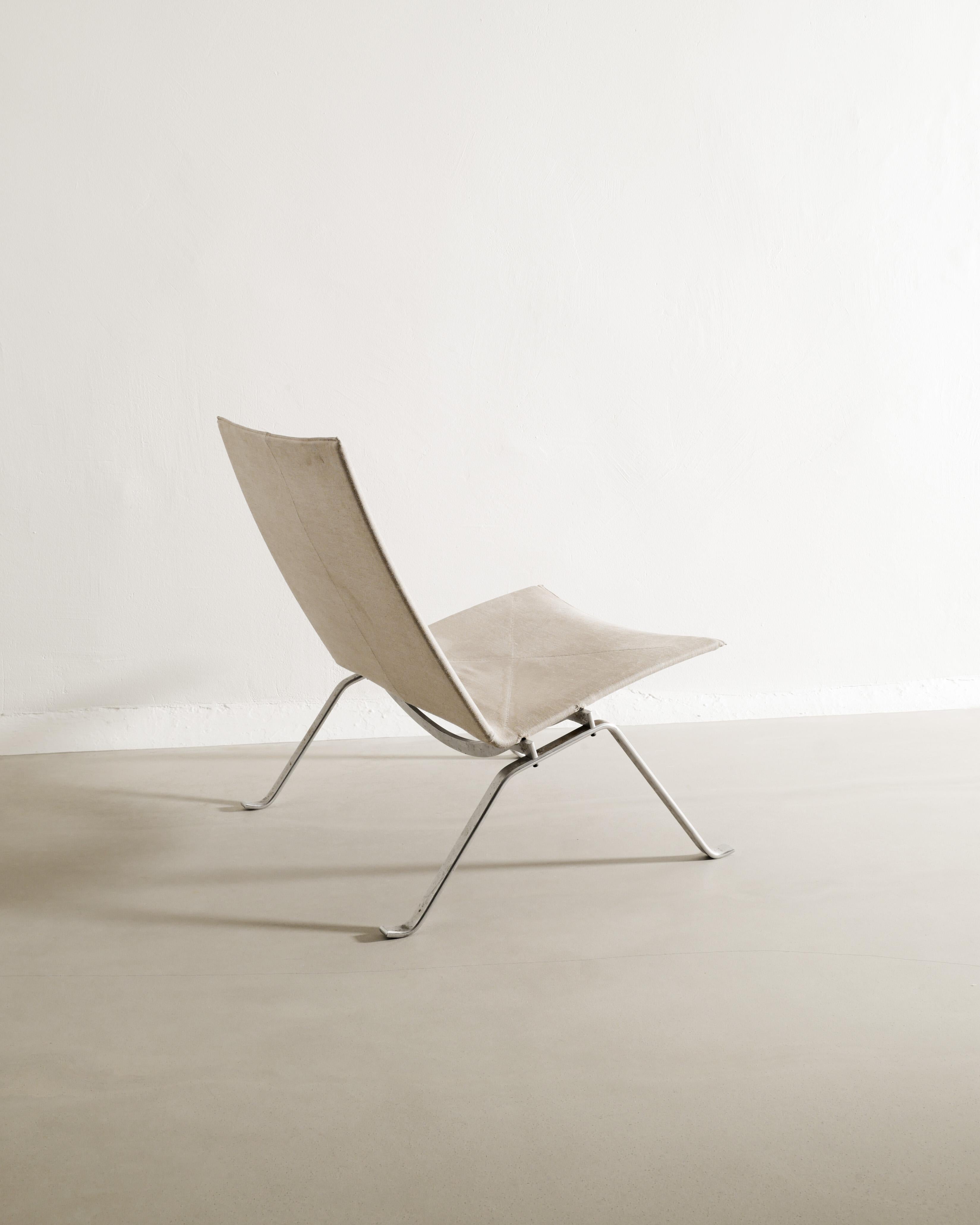 Pair of Poul Kjaerholm PK22 Easy Chairs in Steel & Canvas by Fritz Hansen, 1997 1