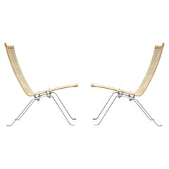 Pair of Poul Kjaerholm PK22 Lounge Chair in Wicker by Fritz Hansen