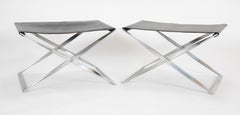 Pair of Poul Kjærholm PK91 Folding Stools Created by E. Kold Christensen