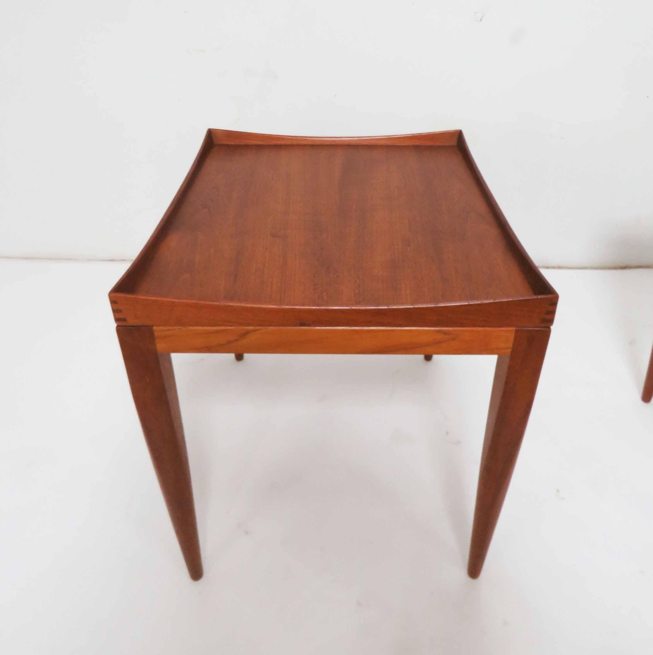 Poul M. Jessen Danish Teak End Tables with Removable Tray Tops circa 1960s, Pair 5