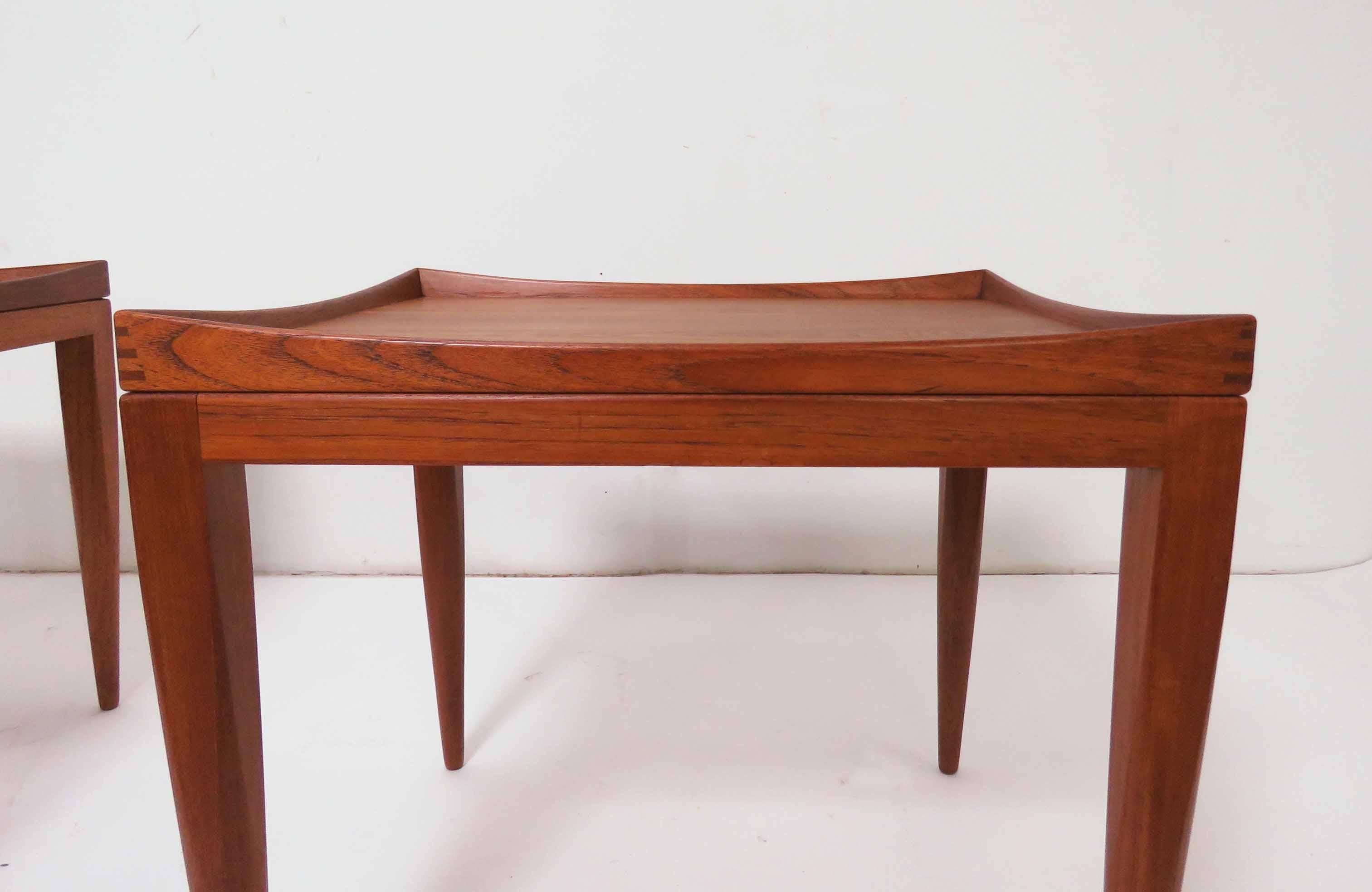 Poul M. Jessen Danish Teak End Tables with Removable Tray Tops circa 1960s, Pair 6