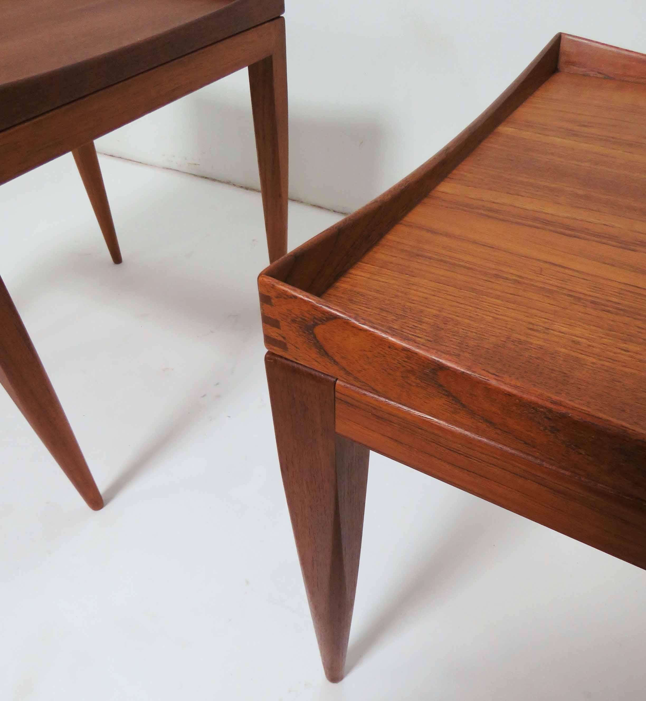 Poul M. Jessen Danish Teak End Tables with Removable Tray Tops circa 1960s, Pair 7