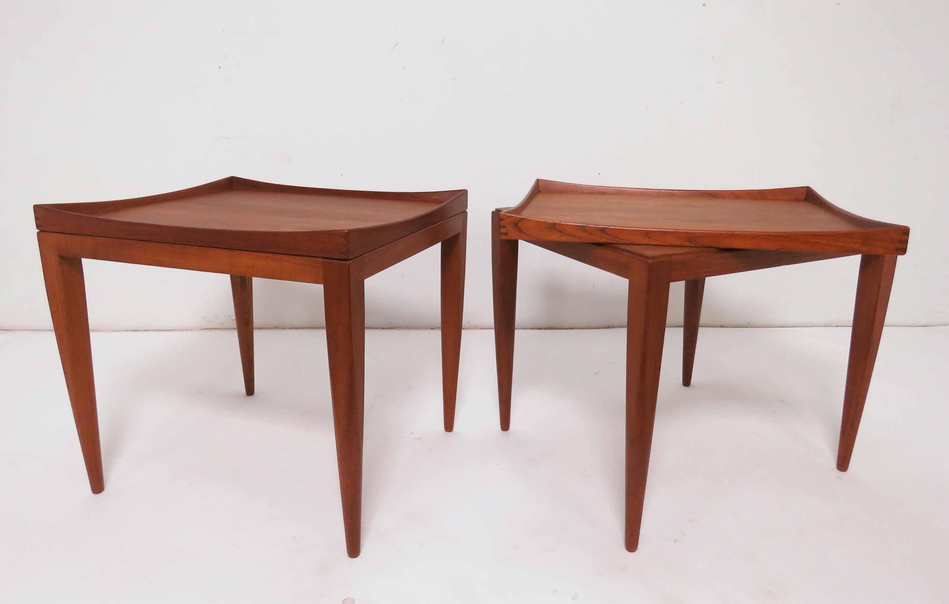 Mid-20th Century Poul M. Jessen Danish Teak End Tables with Removable Tray Tops circa 1960s, Pair