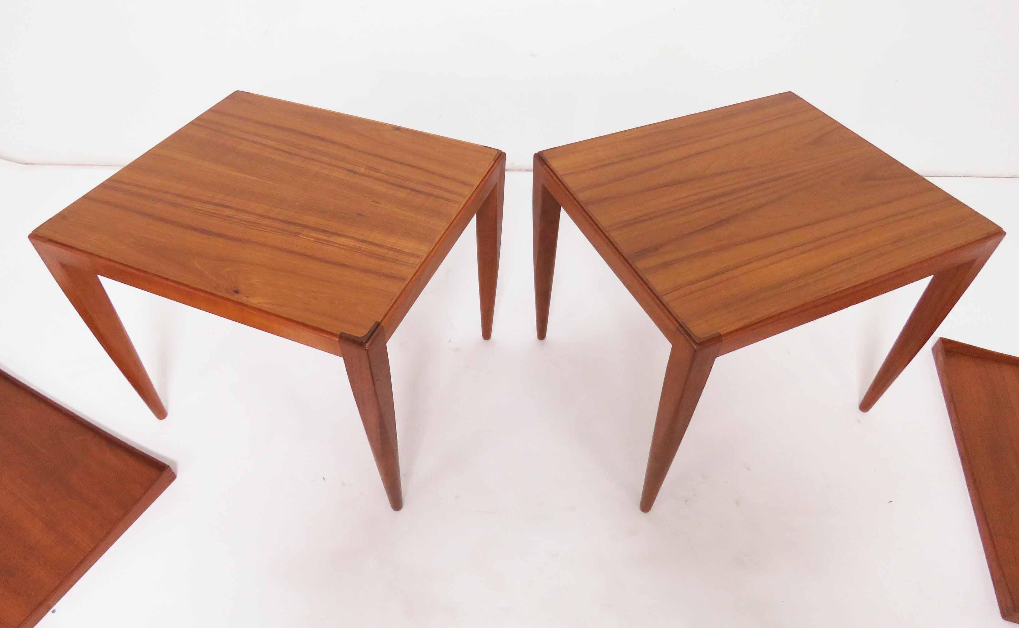 Poul M. Jessen Danish Teak End Tables with Removable Tray Tops circa 1960s, Pair 2