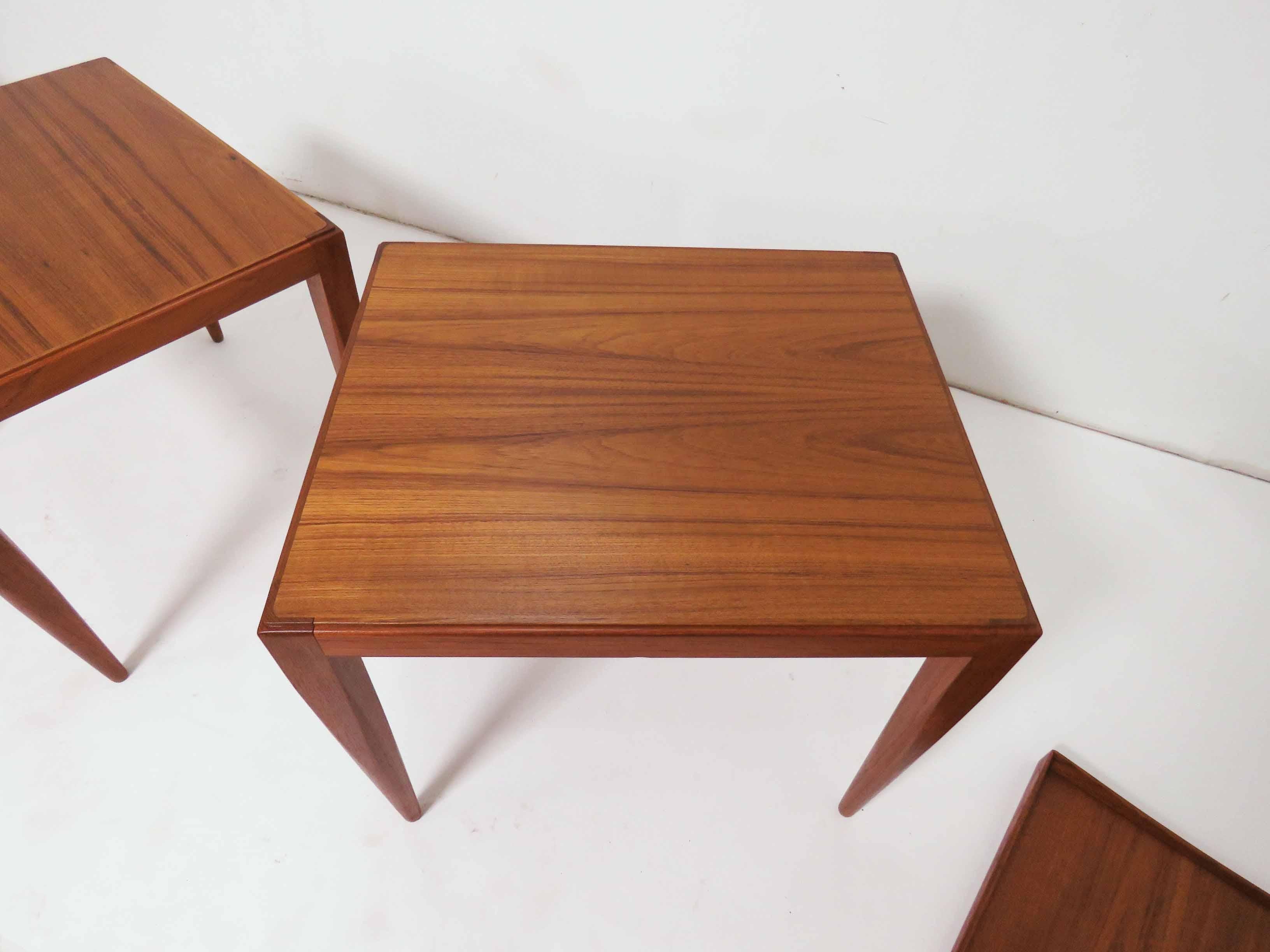 Poul M. Jessen Danish Teak End Tables with Removable Tray Tops circa 1960s, Pair 3