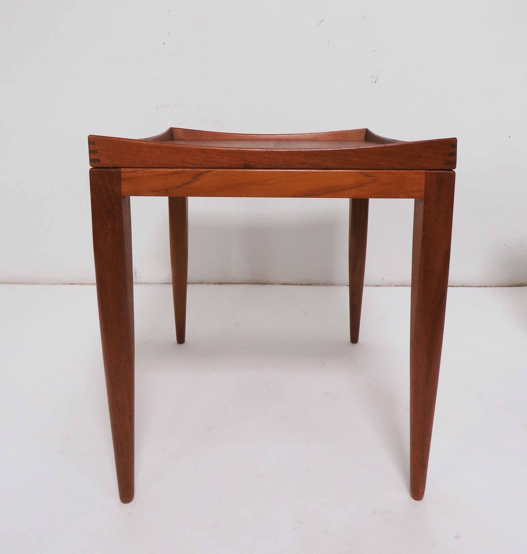 Poul M. Jessen Danish Teak End Tables with Removable Tray Tops circa 1960s, Pair 4