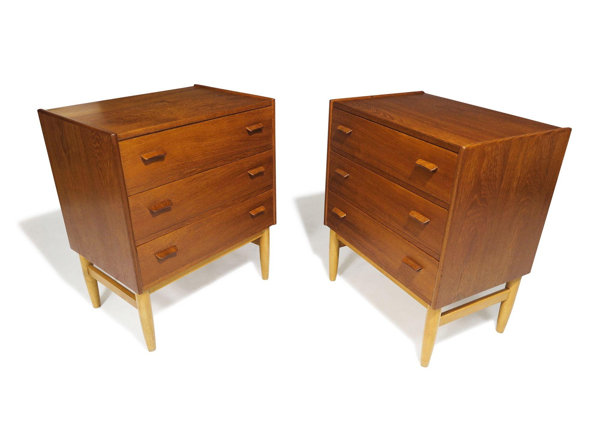 Oiled Pair of Poul M. Volther Danish Teak Night Stands