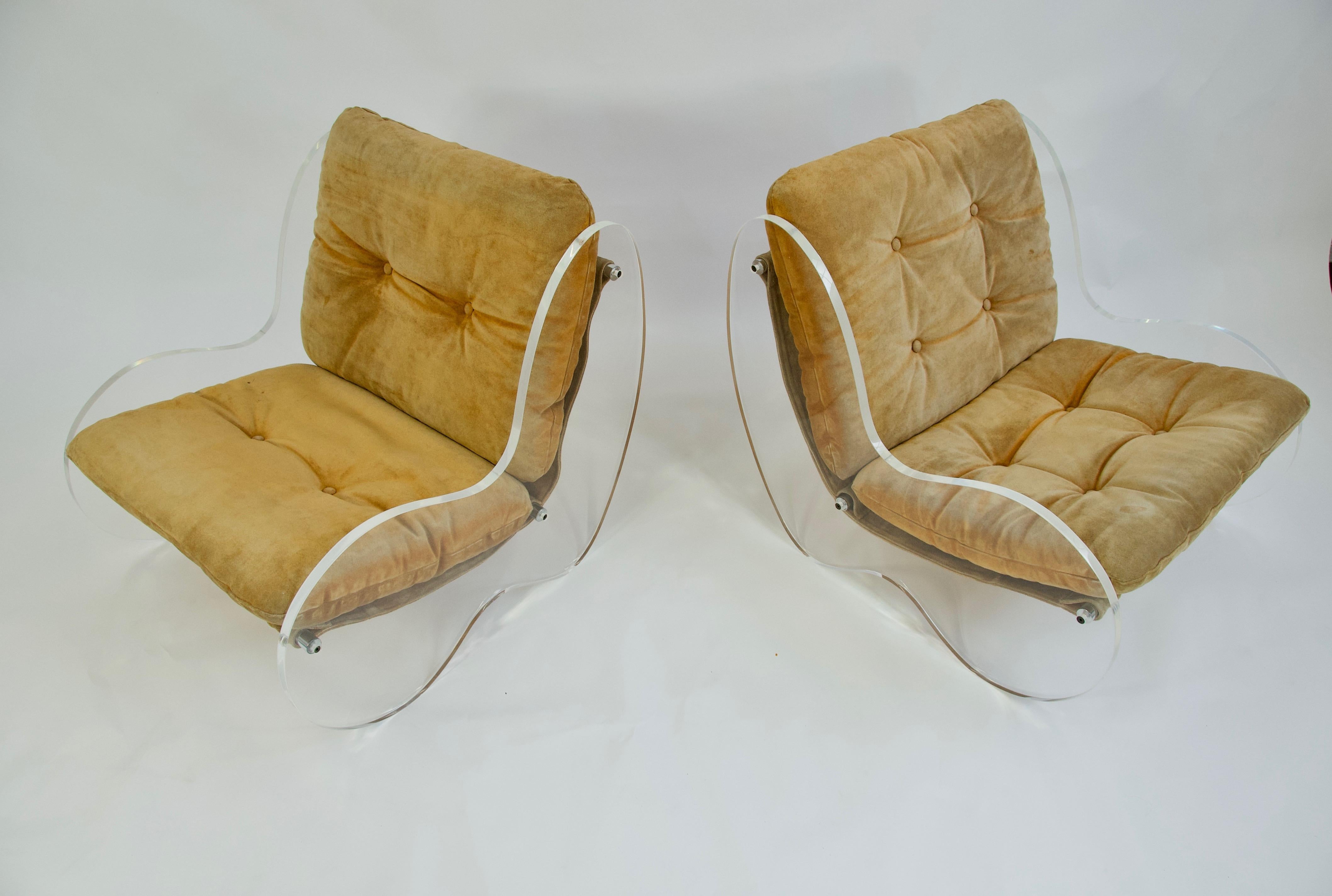 Polished Poul Norreklit Lucite Lounge Chairs