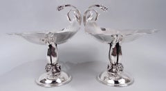Pair of Poul Petersen Danish Modern Sterling Silver Lilypad Compotes