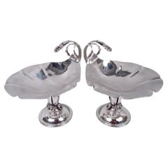 Pair of Poul Petersen Danish Modern Sterling Silver Lilypad Compotes