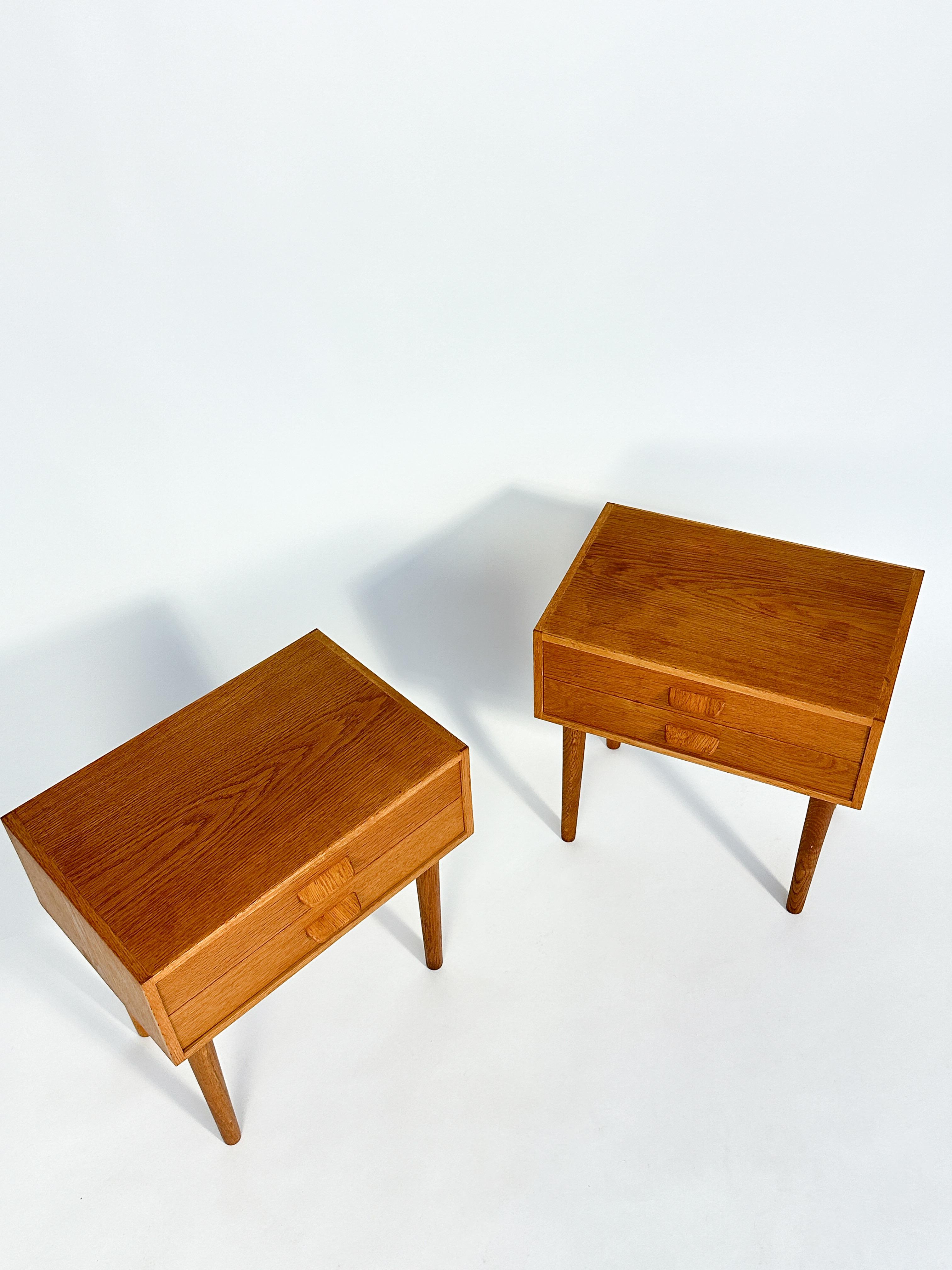 Coppia di comodini Poul Volther Oak Cassettiera Tavolino danese anni '60 In condizioni buone in vendita a Basel, BS
