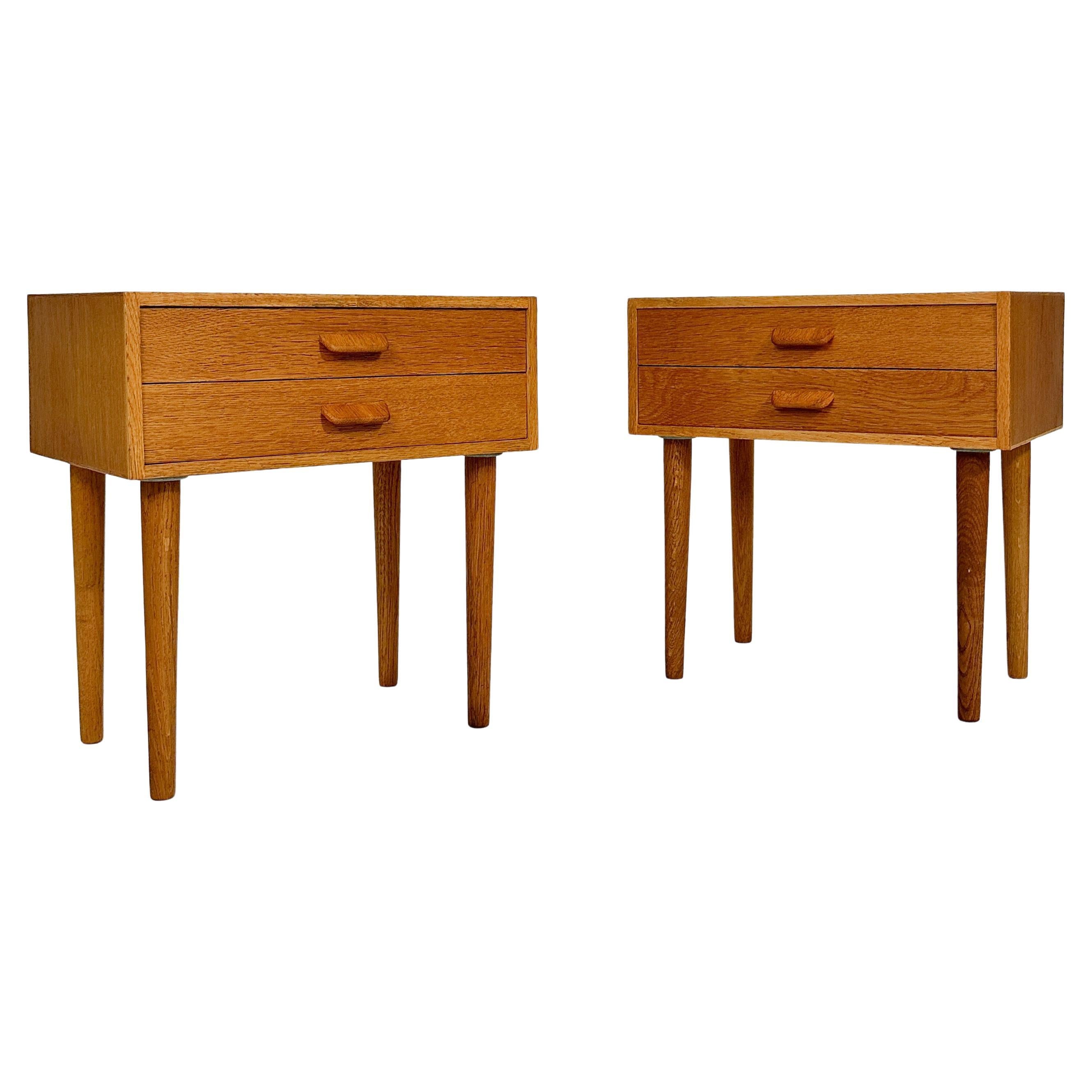 Coppia di comodini Poul Volther Oak Cassettiera Tavolino danese anni '60