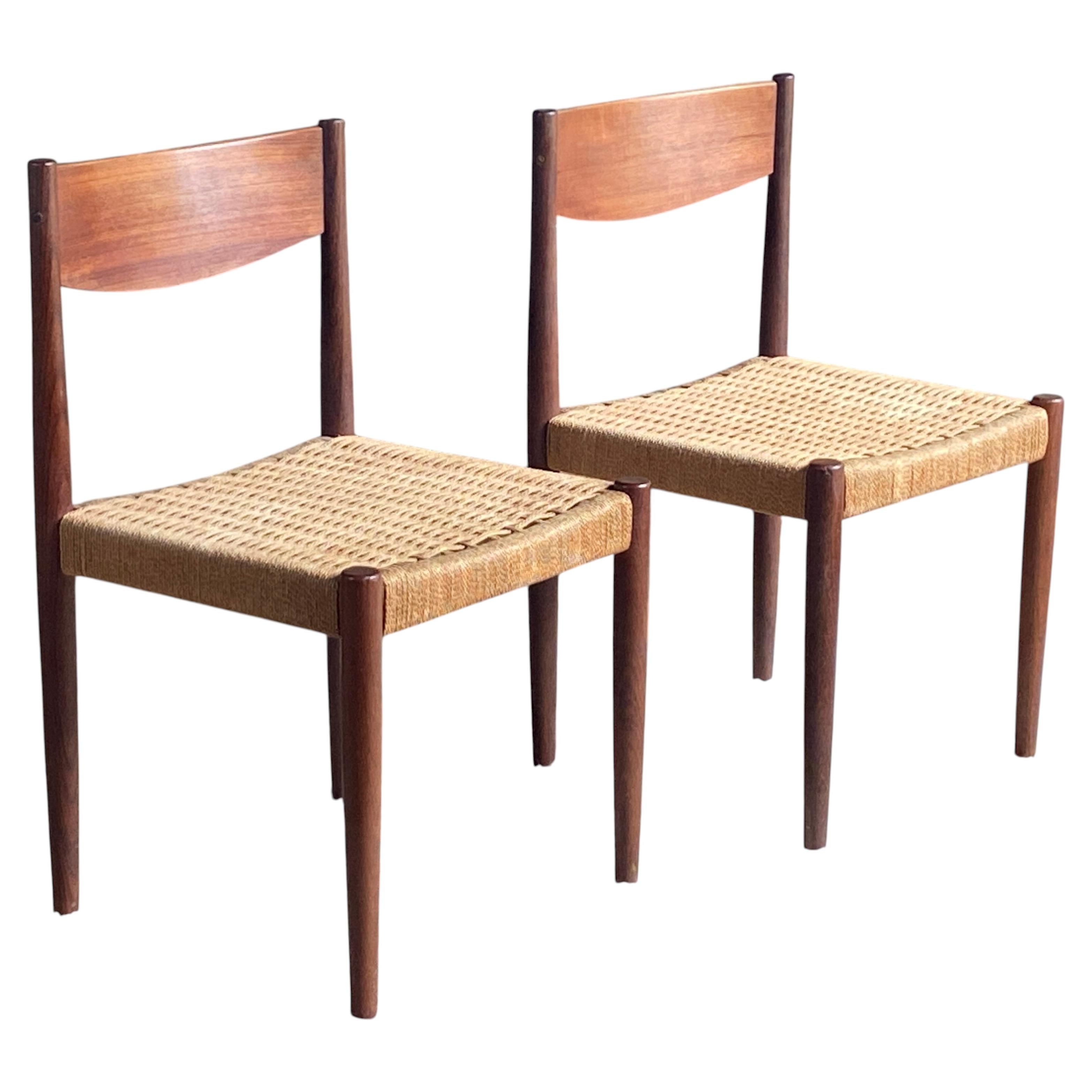 Pair of Poul Volther mid century Danish teak dining chairs - Frem Rojle For Sale