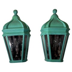 Used Pair Of Powder Coated Aluminium Wall Lantern