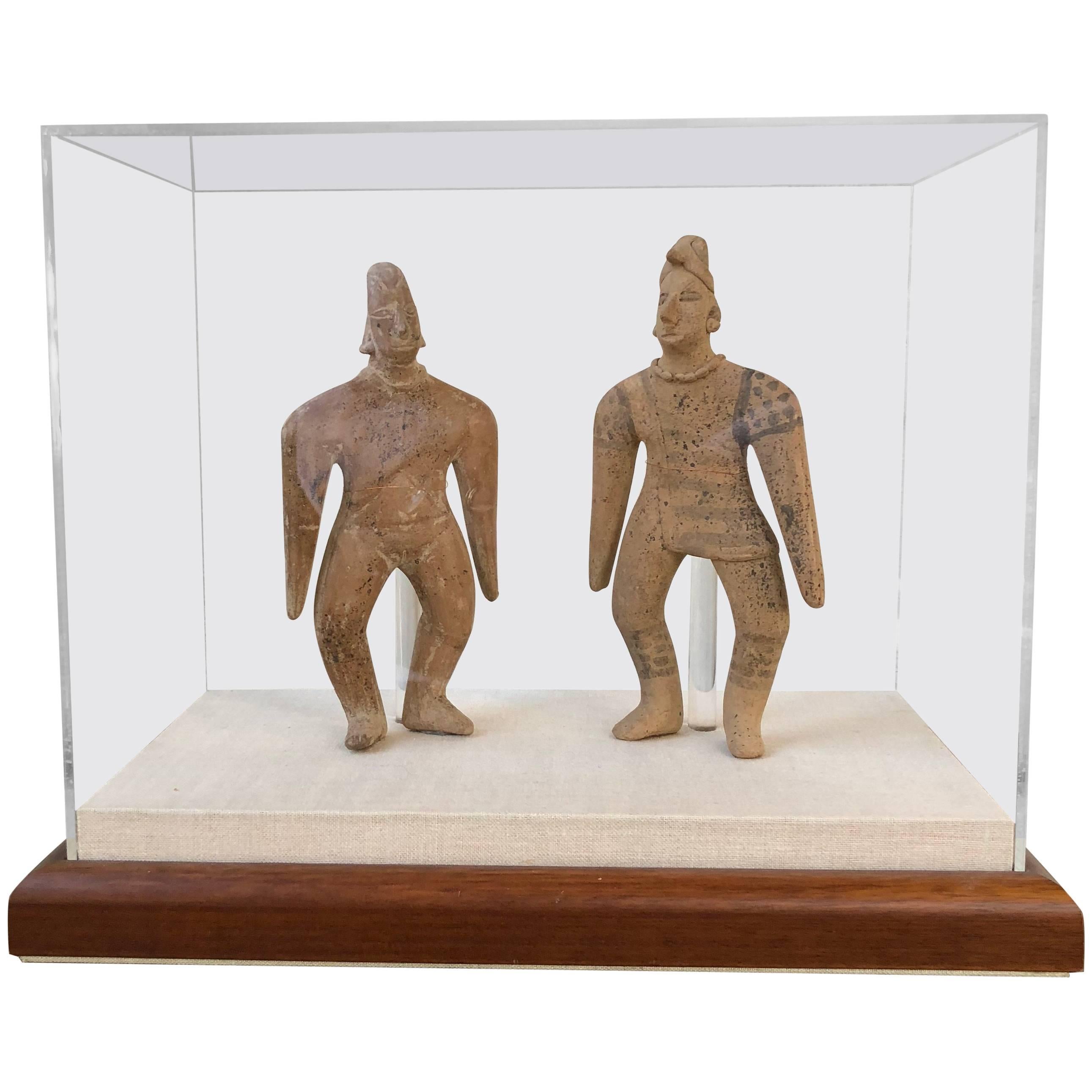 Pair of Pre-Classic Colima Figures In Presentation Case