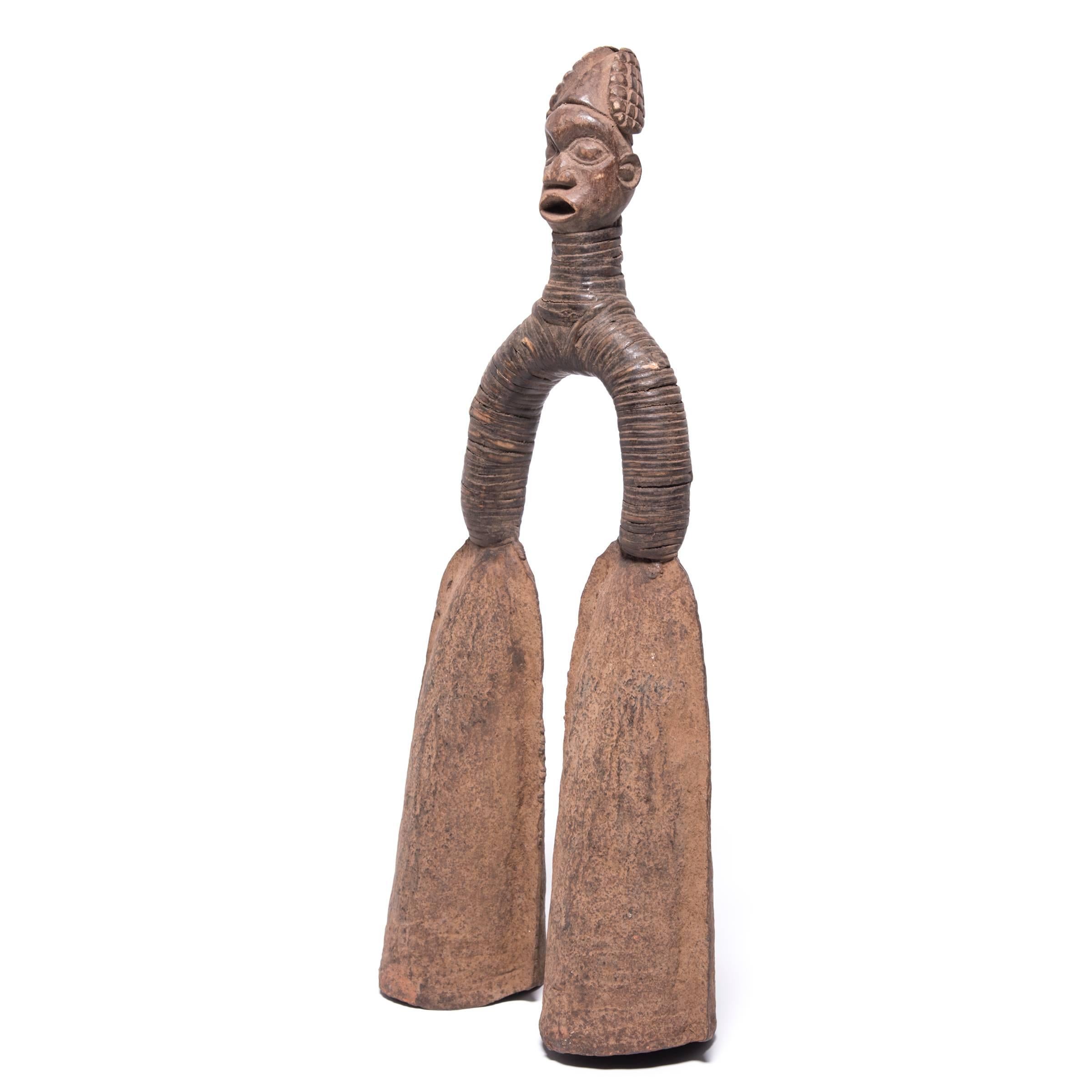 Carved Pair of Pre-Colonial Cameroonian Double Bell Currency