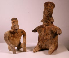 Pair of Pre-Columbian Stone Carving Figurines Antique