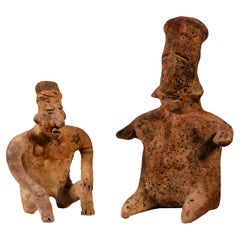 Pair of Pre-Columbian Stone Carving Figurines Antique