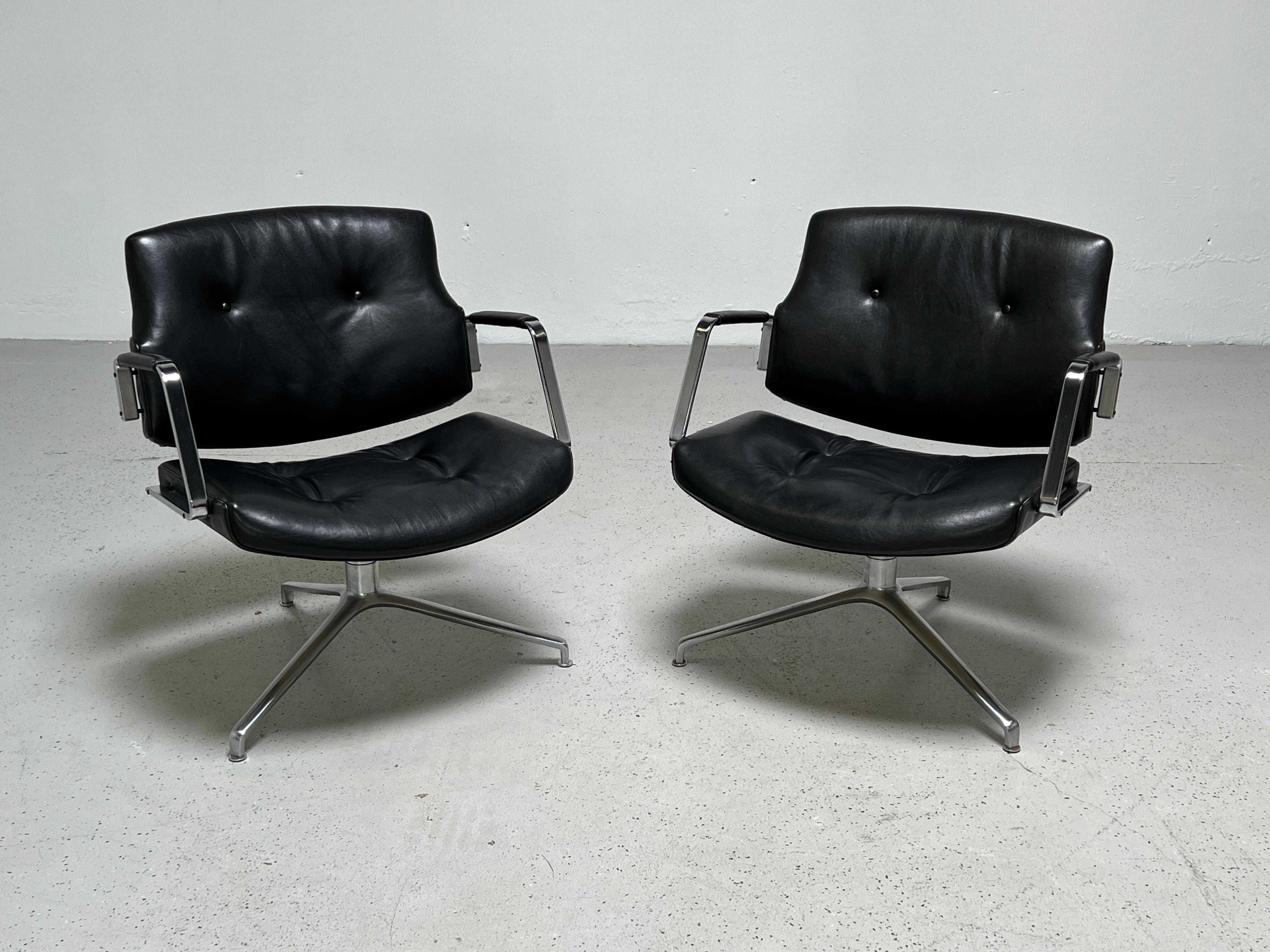 Pair of Preben Fabricius and Jørgen Kastholm Model Fk84 Swivel Chairs 2