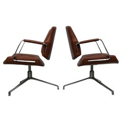 Pair of Preben Fabricius and Jørgen Kastholm Model Fk84 Swivel Chairs