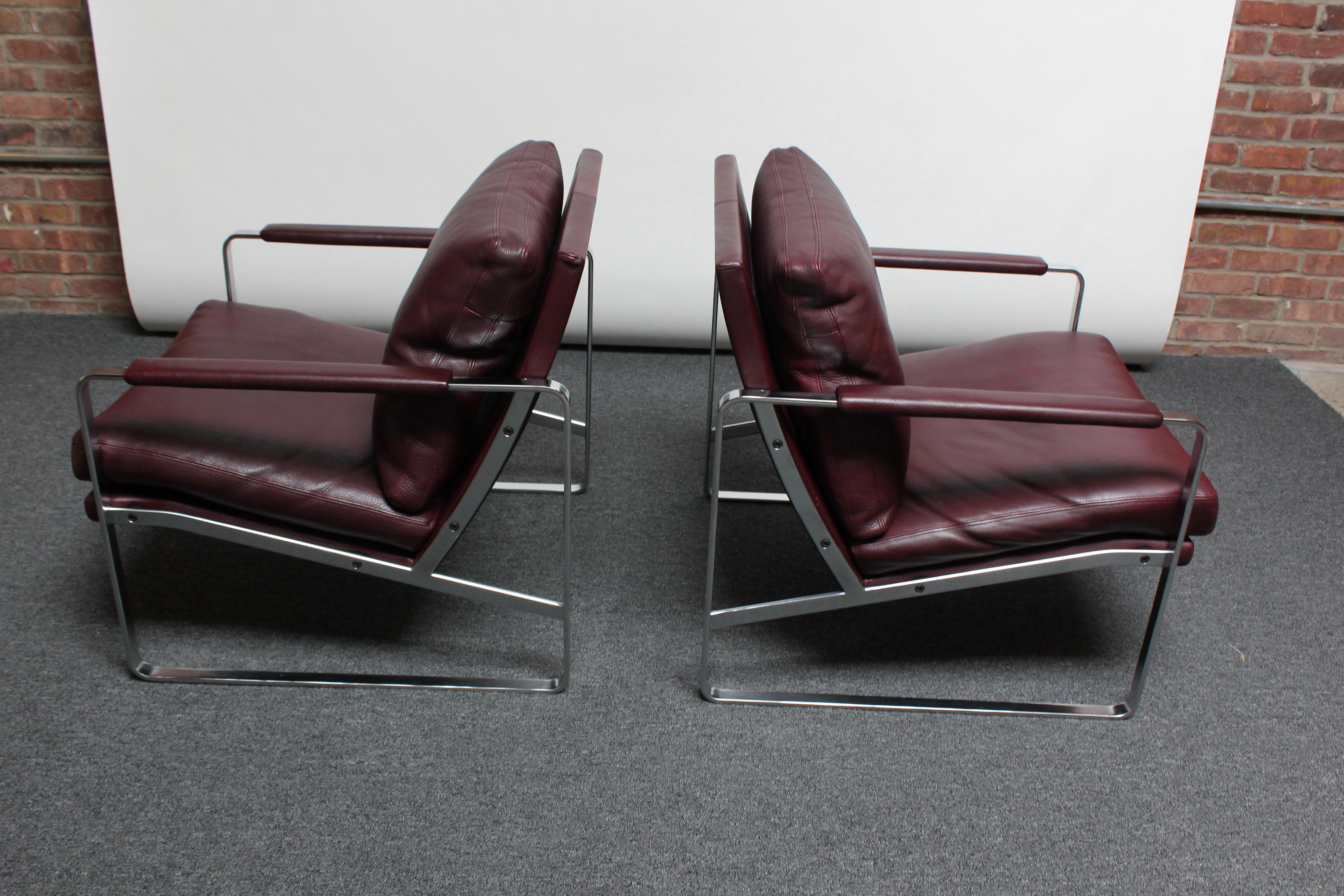 Mid-Century Modern Pair of Preben Fabricius for Walter Knoll Cordovan Leather Lounge Chairs For Sale