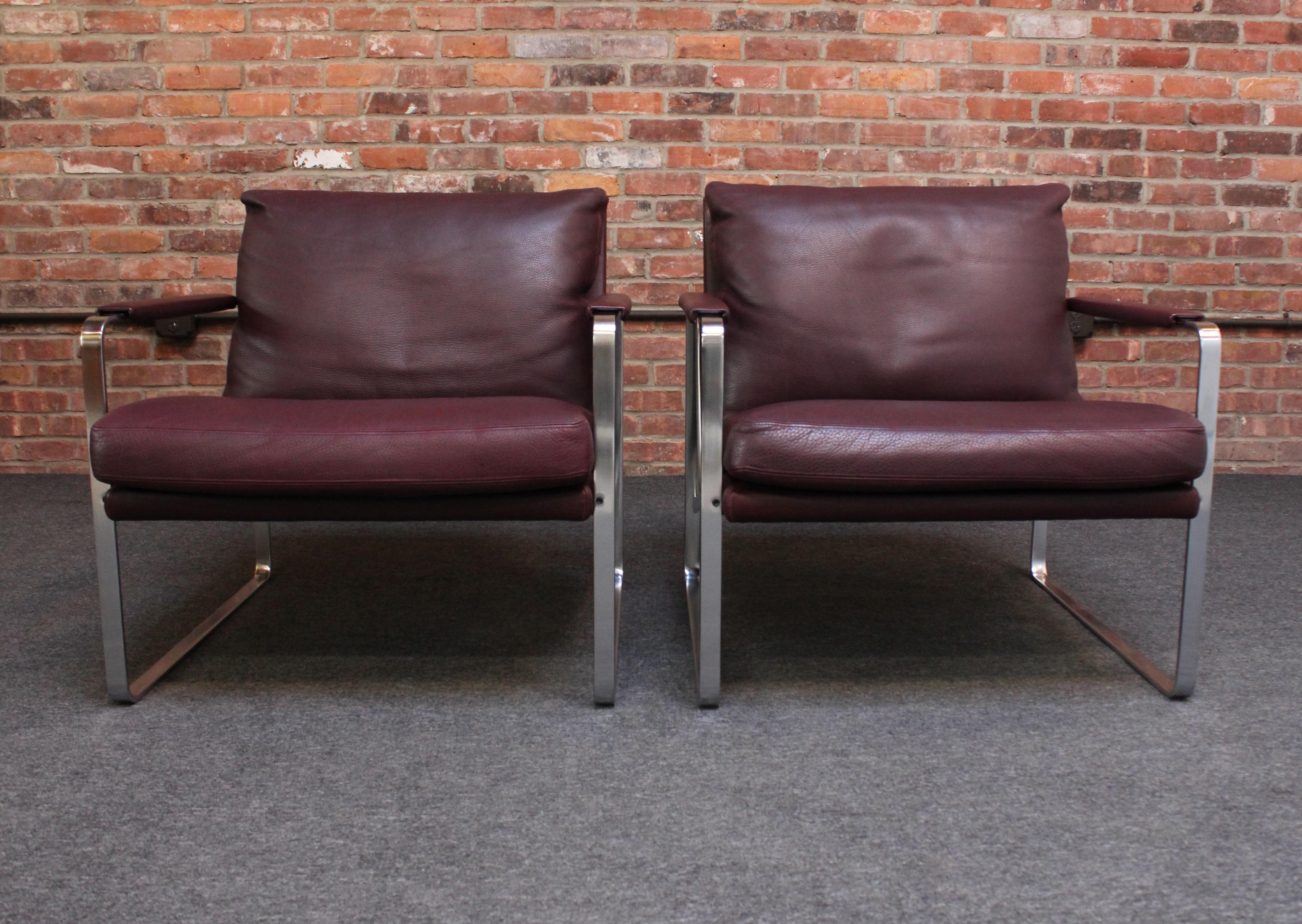 Mid-Century Modern Pair of Preben Fabricius for Walter Knoll Cordovan Leather Lounge Chairs For Sale
