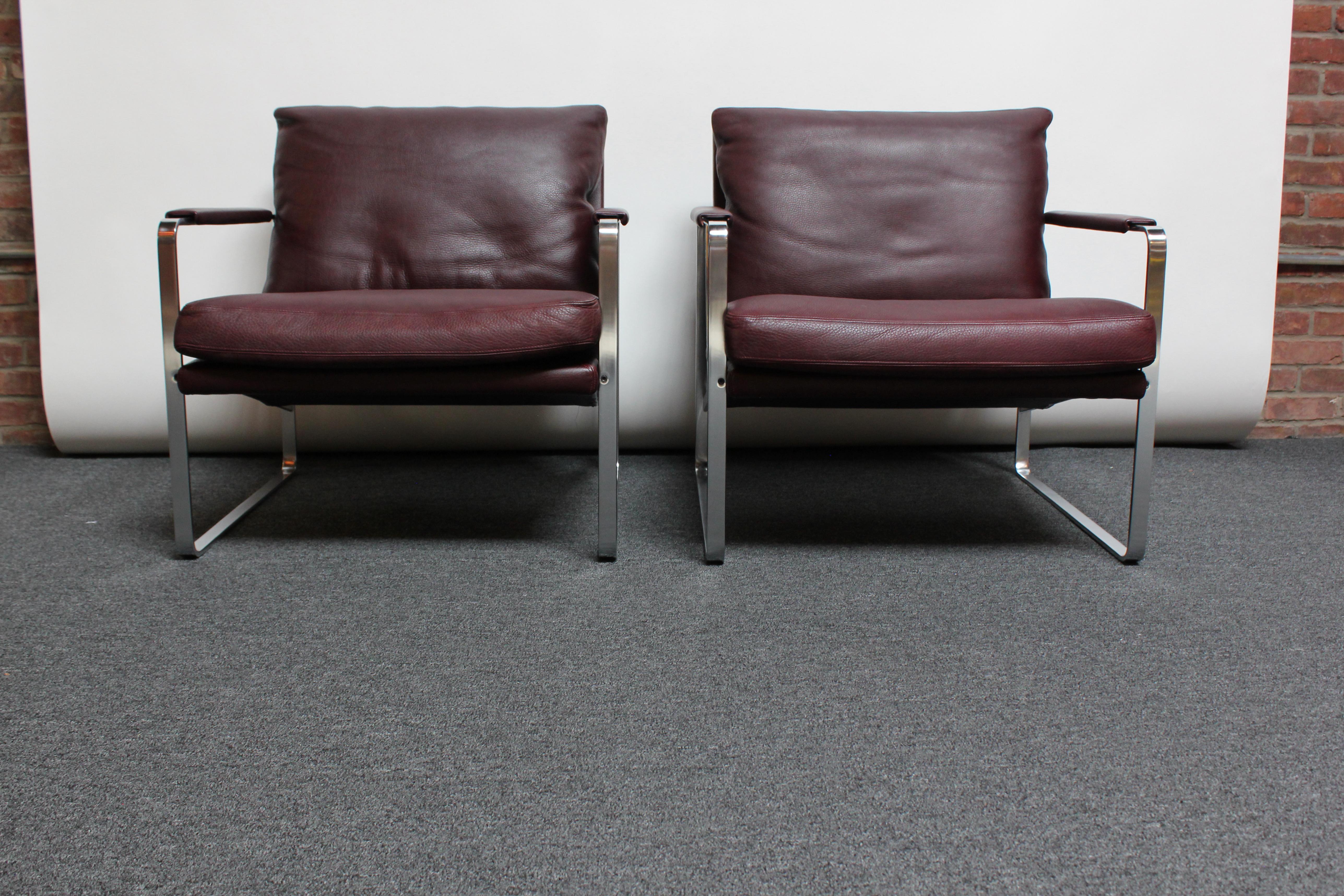 German Pair of Preben Fabricius for Walter Knoll Cordovan Leather Lounge Chairs For Sale
