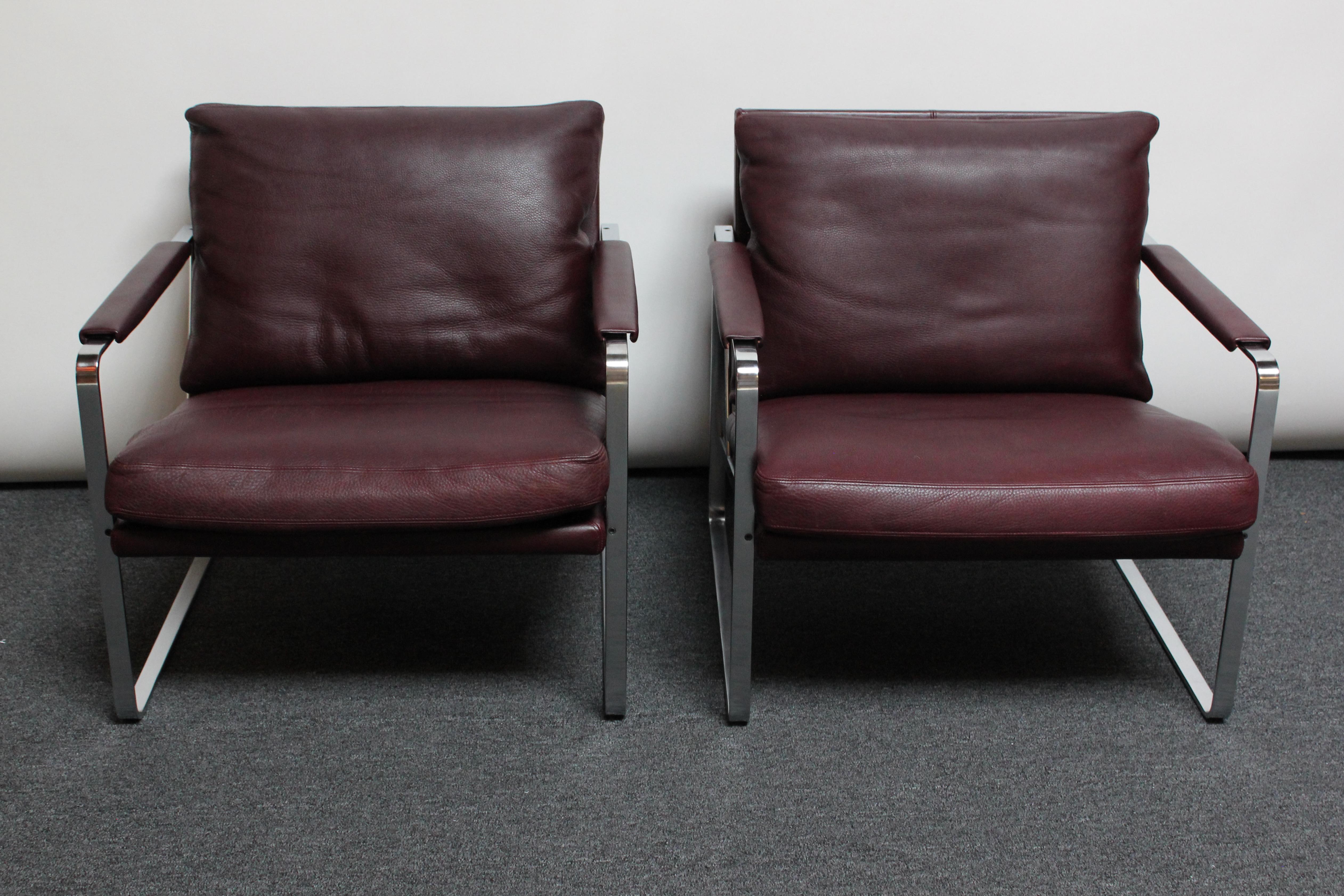 Pair of Preben Fabricius for Walter Knoll Cordovan Leather Lounge Chairs In Good Condition For Sale In Brooklyn, NY
