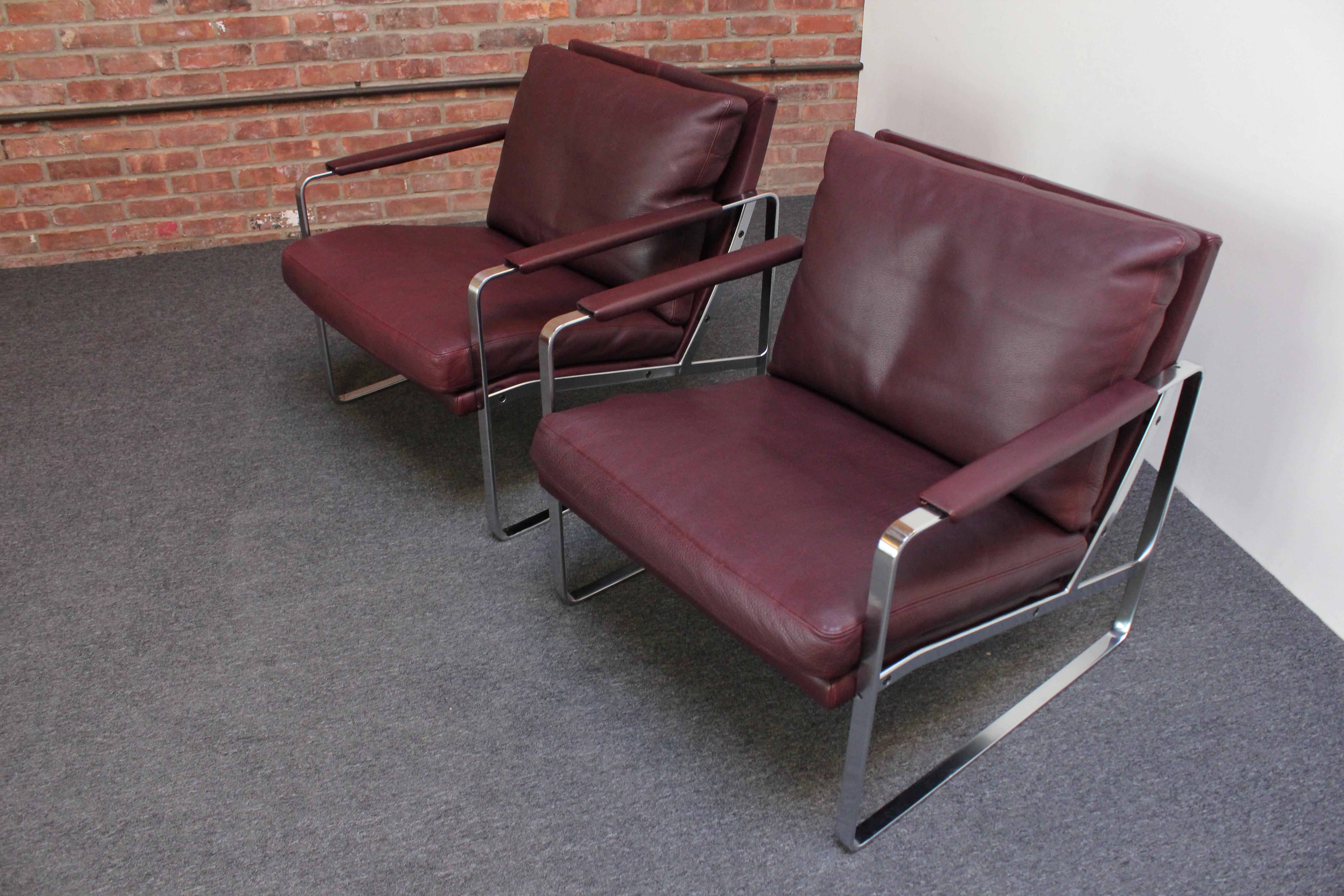 Fin du 20e siècle Paire de chaises longues en cuir Preben Fabricius pour Walter Knoll Cordovan en vente