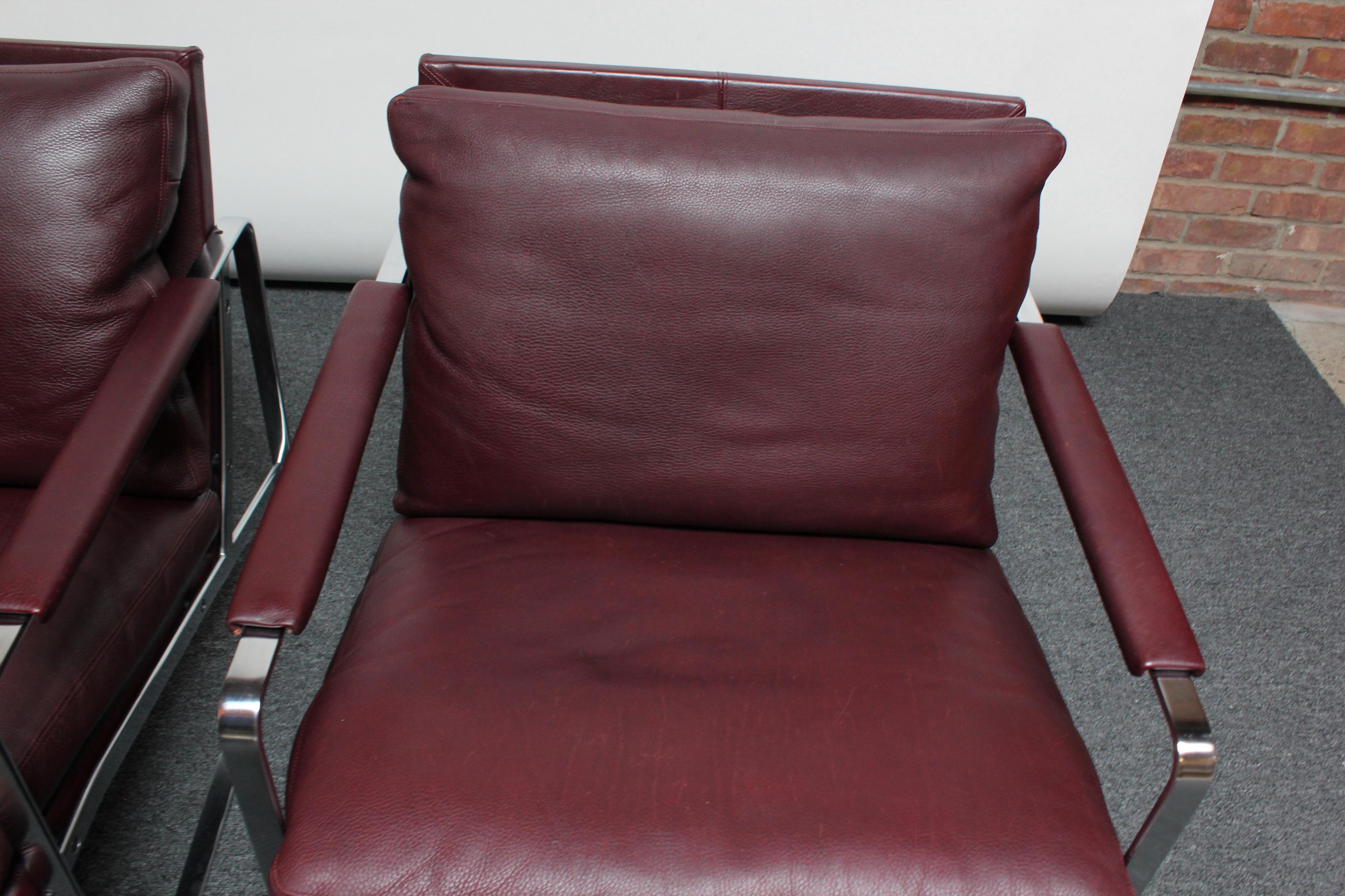 Pair of Preben Fabricius for Walter Knoll Cordovan Leather Lounge Chairs For Sale 1