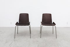 Mid-Century Preben Fabricius Inspired Woven Leather Side Chairs, Chrome Legs