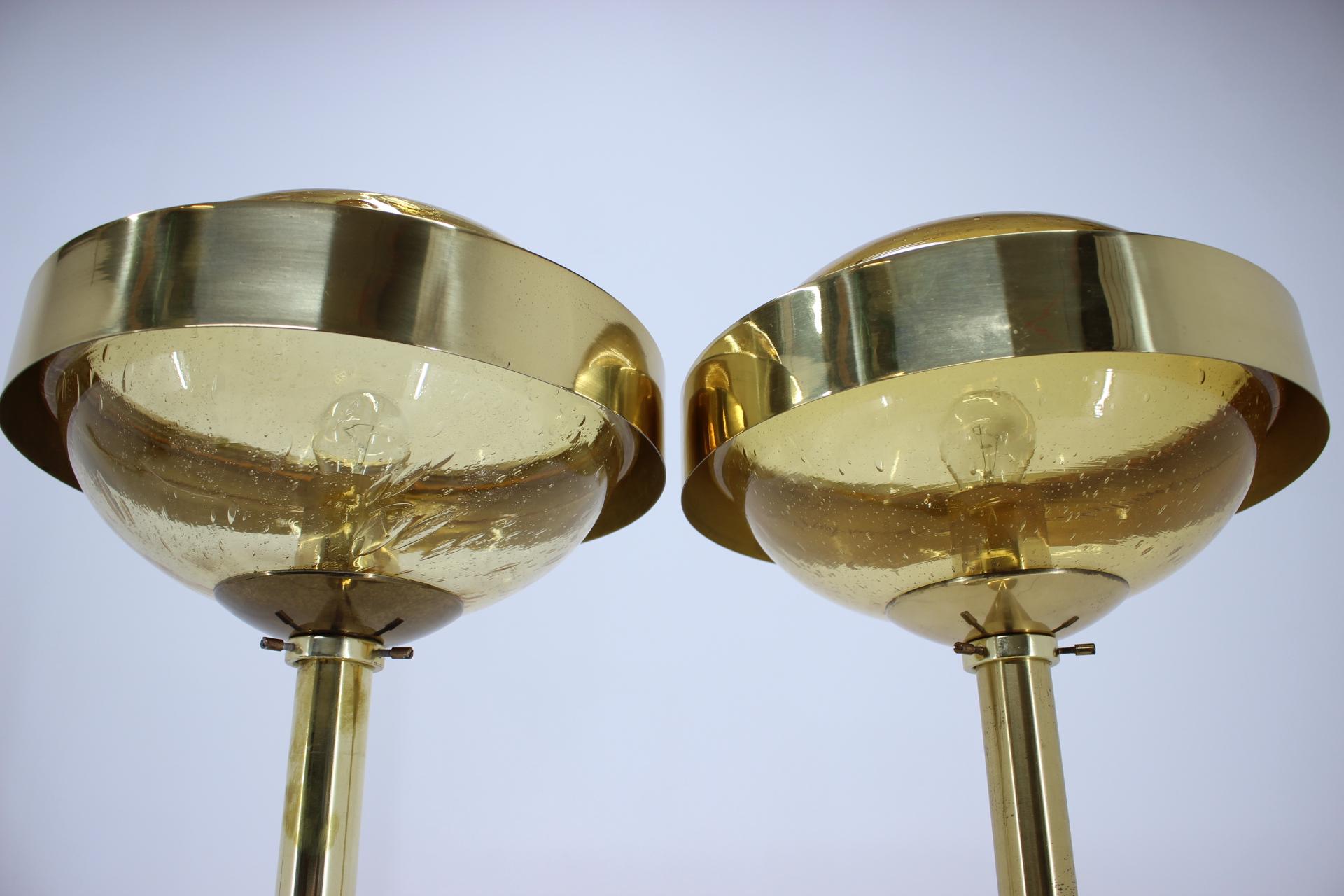 Pair of Preciosa Gold Floor Lamp, Czechoslovakia In Good Condition In Praha, CZ