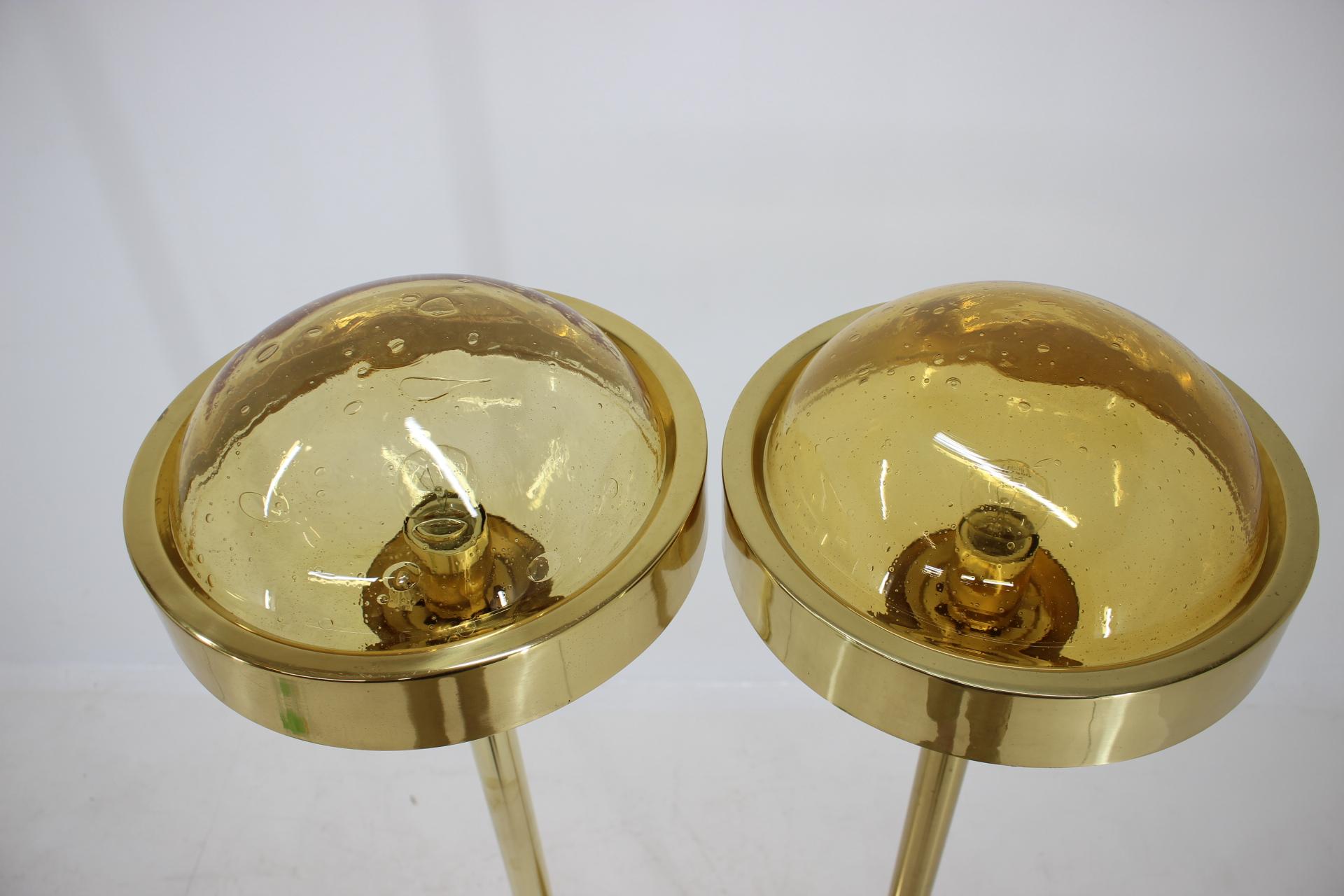 Late 20th Century Pair of Preciosa Gold Floor Lamp, Czechoslovakia