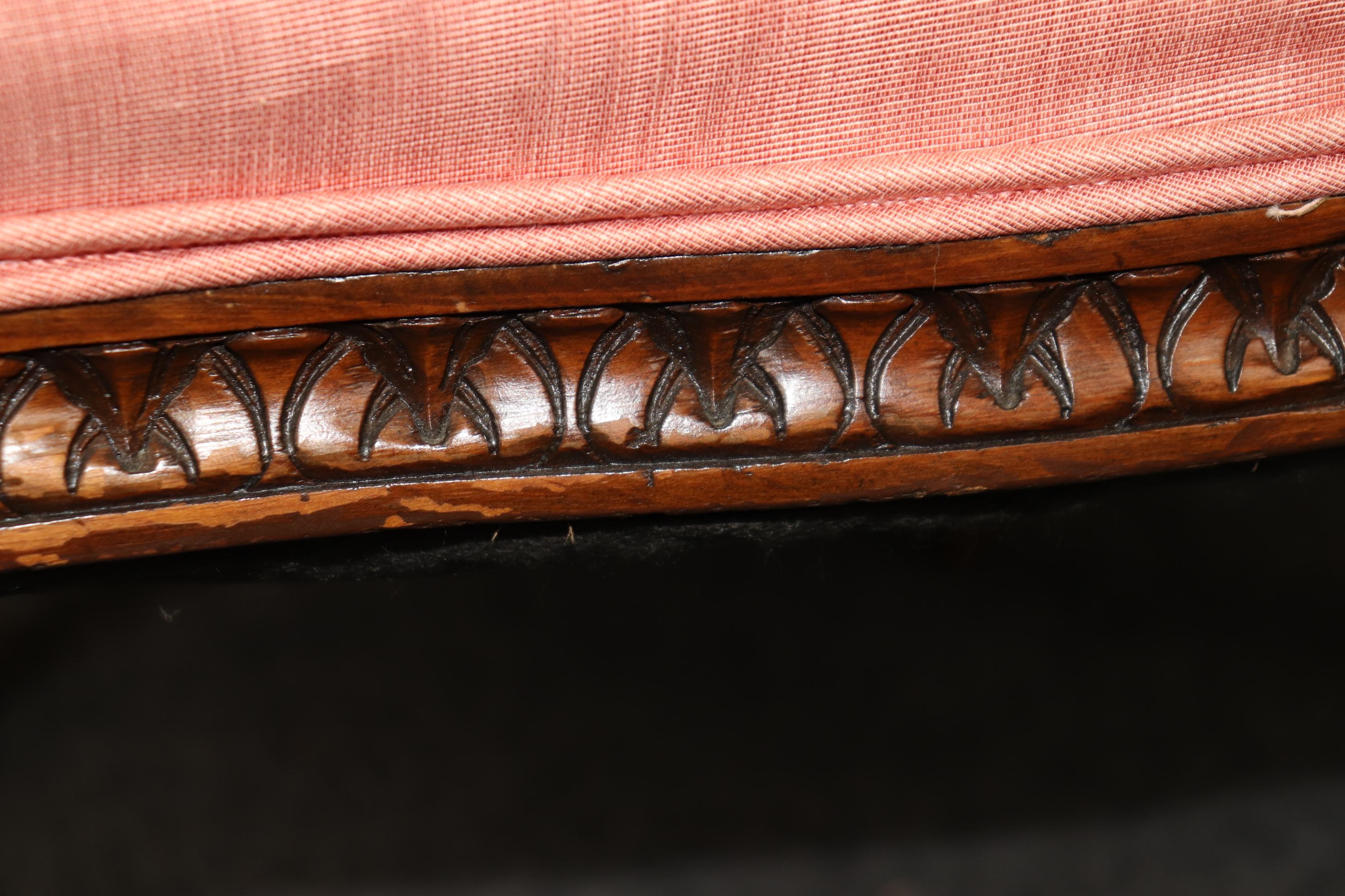 Pair of Precisely Carved French Walnut Bergere Wing Chairs Circa 1930s For Sale 7