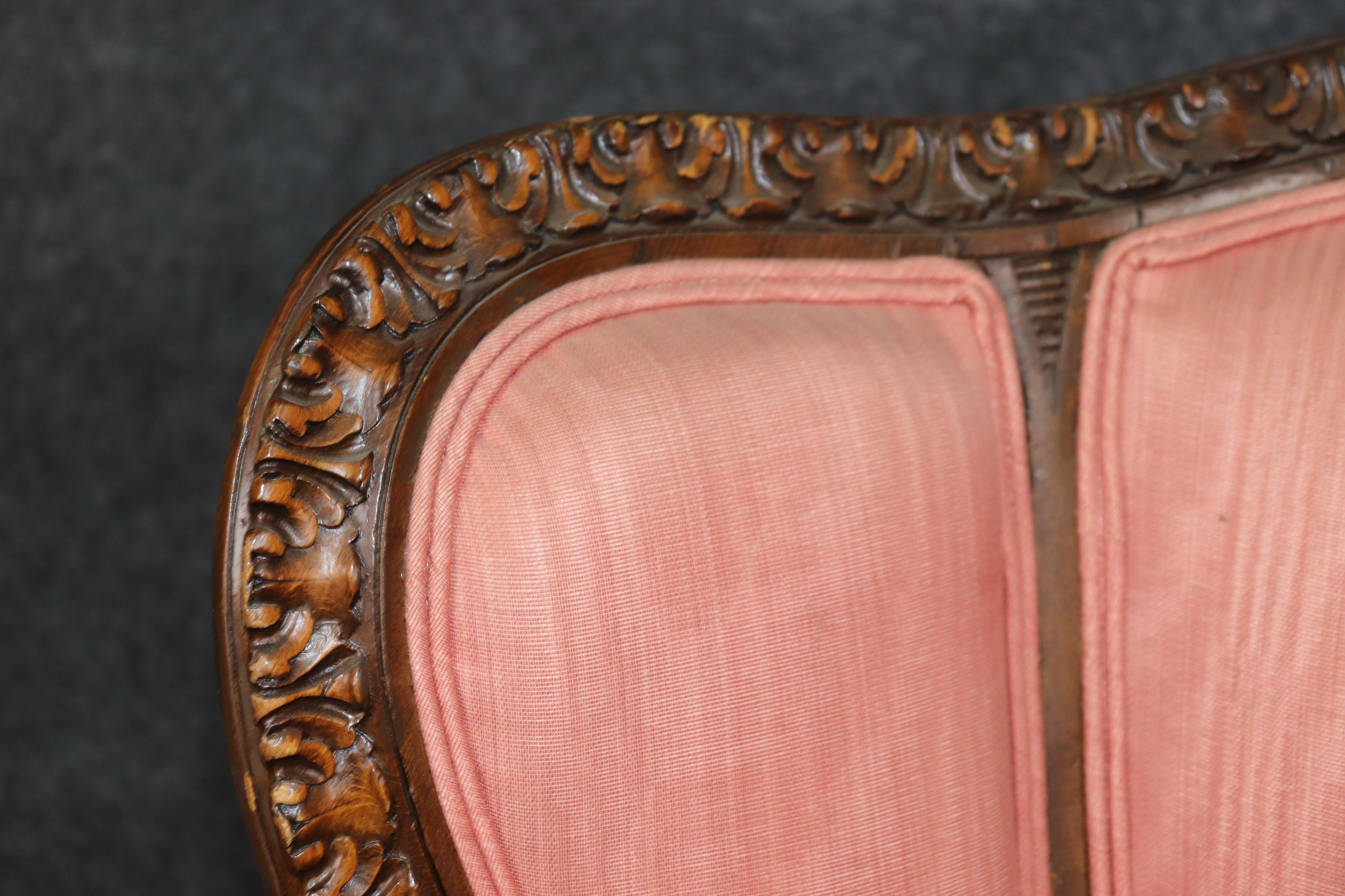 Pair of Precisely Carved French Walnut Bergere Wing Chairs Circa 1930s For Sale 8