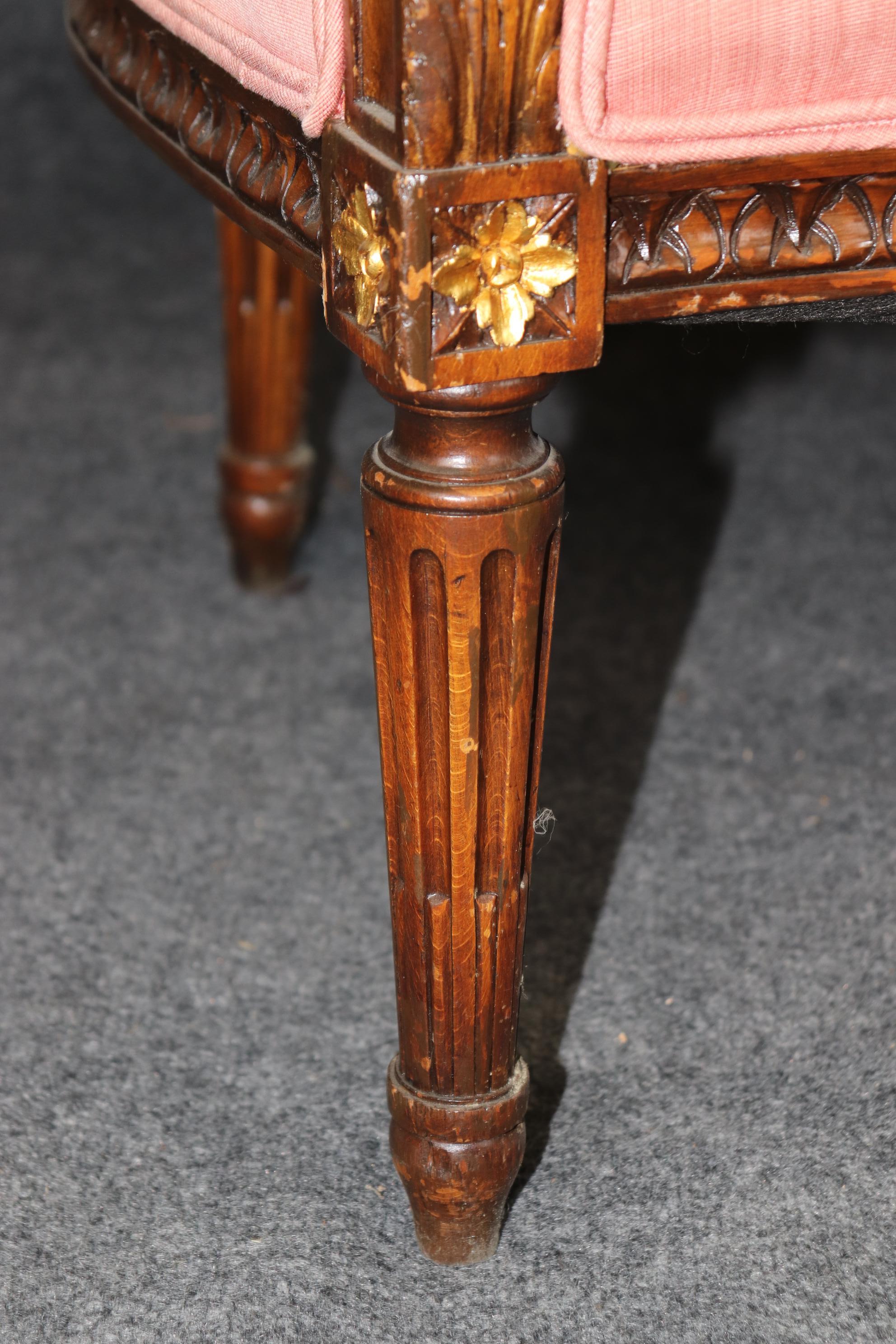 Pair of Precisely Carved French Walnut Bergere Wing Chairs Circa 1930s In Good Condition For Sale In Swedesboro, NJ