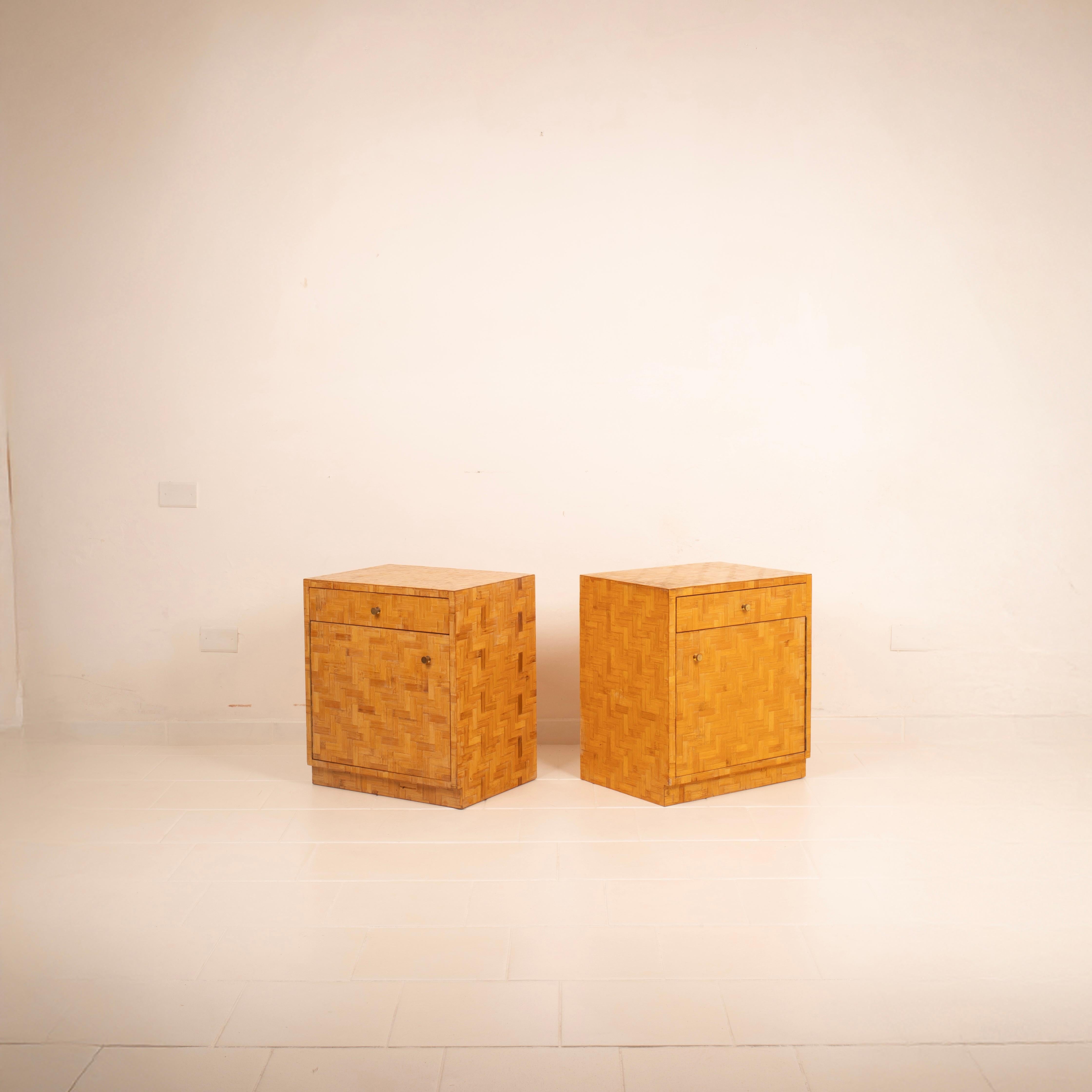Paire de tables de nuit en bambou pressé par Vivai del Sud, 1970 en vente 6