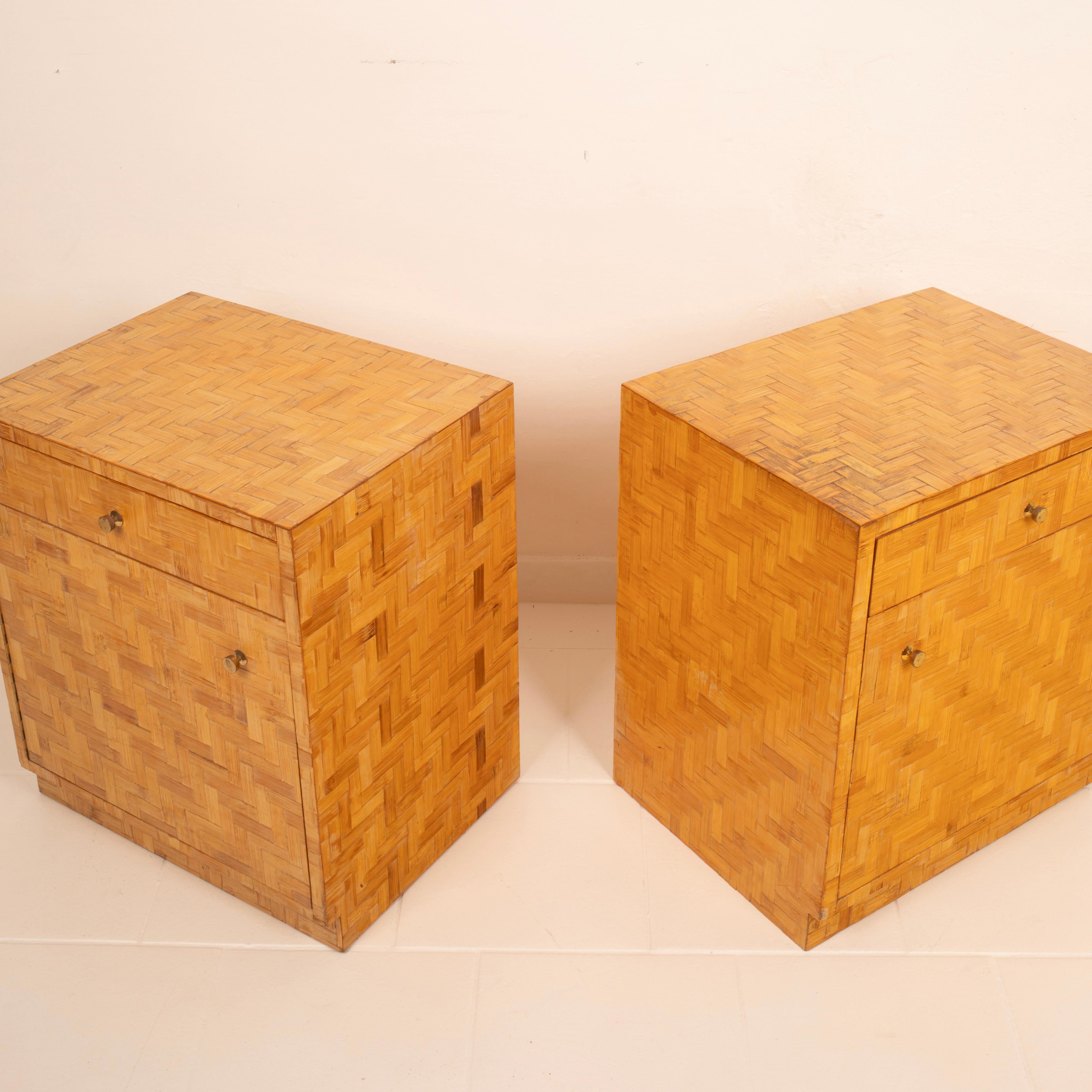 Paire de tables de nuit en bambou pressé par Vivai del Sud, 1970 en vente 8