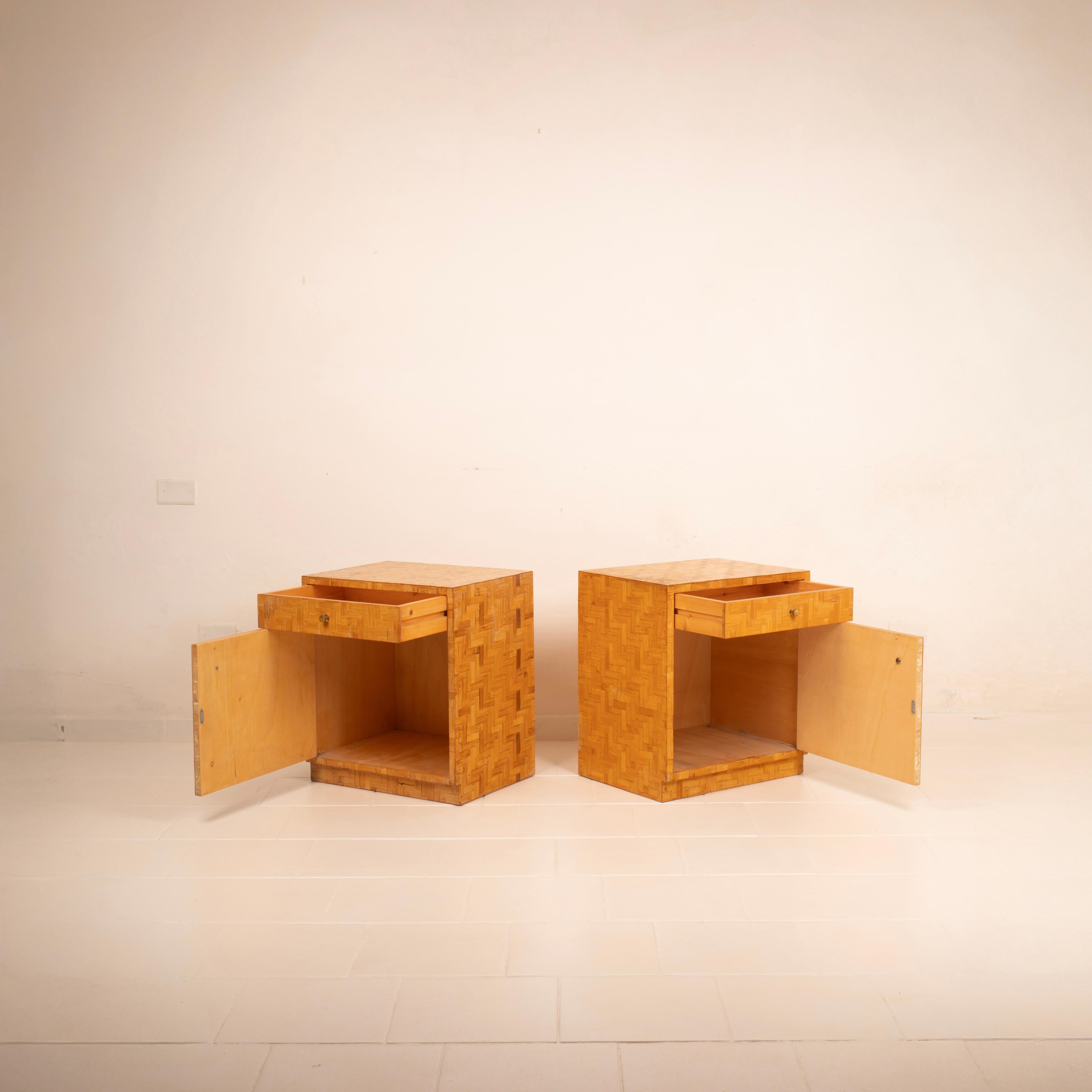 Paire de tables de nuit en bambou pressé par Vivai del Sud, 1970 en vente 9