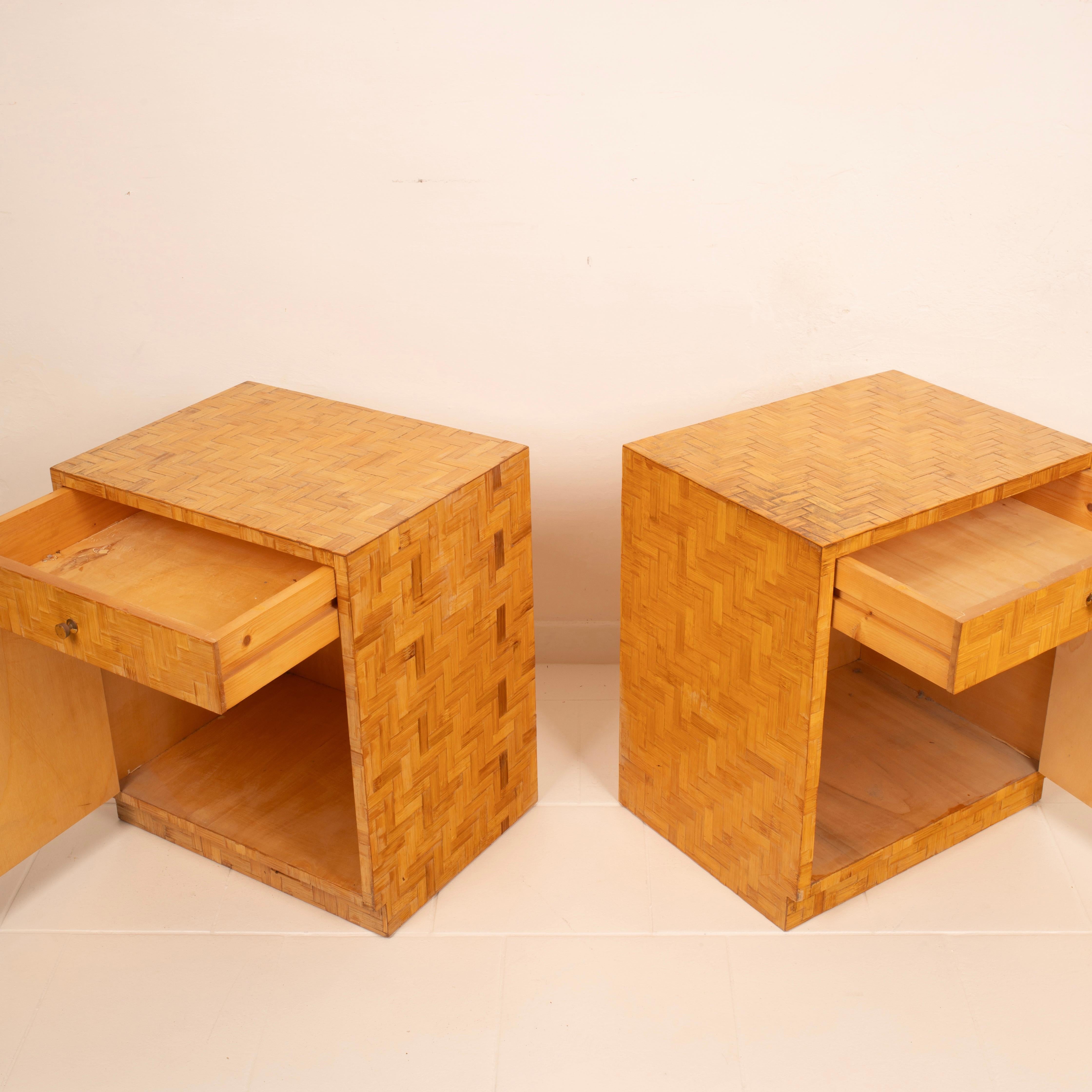 Paire de tables de nuit en bambou pressé par Vivai del Sud, 1970 en vente 10
