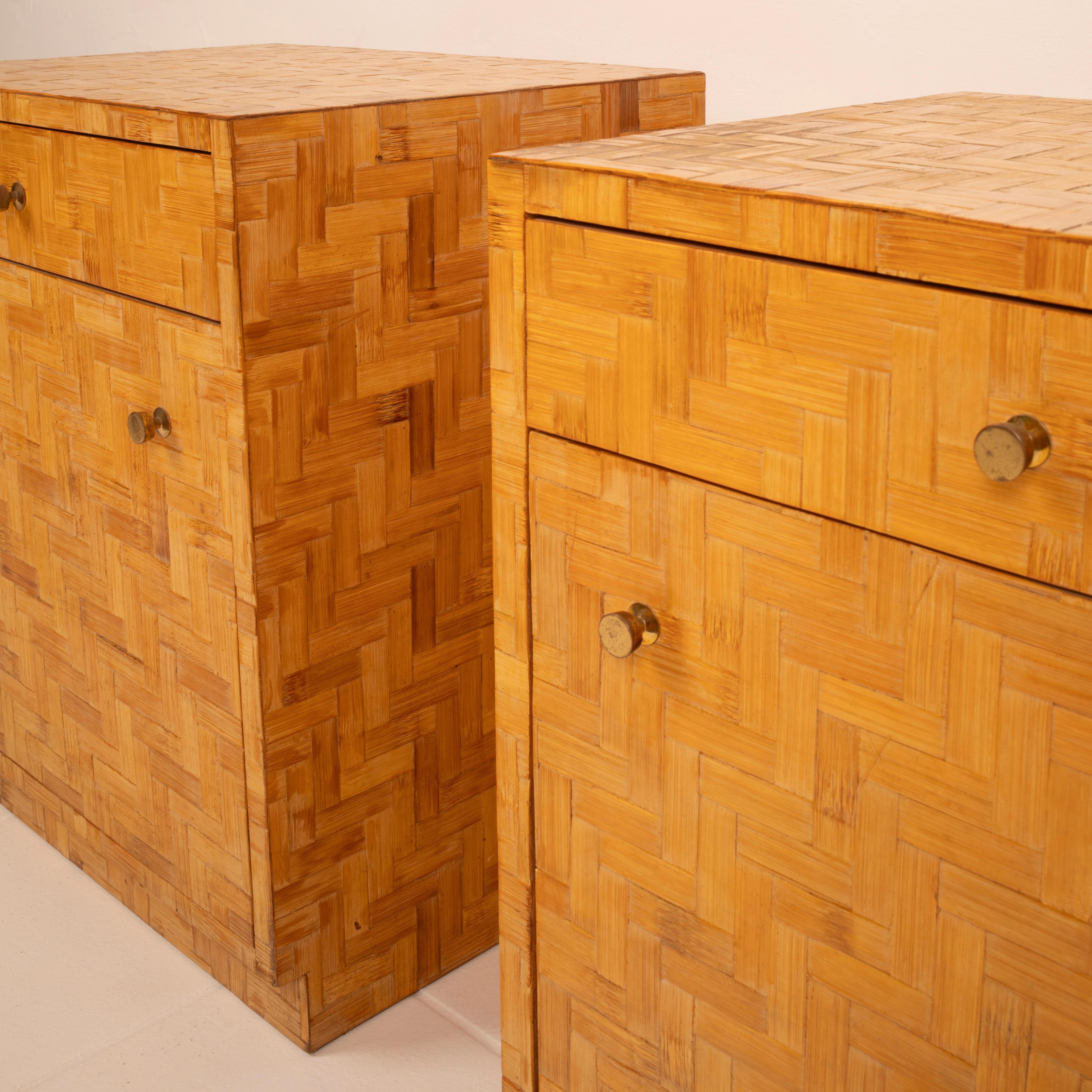 Paire de tables de nuit en bambou pressé par Vivai del Sud, 1970 en vente 14