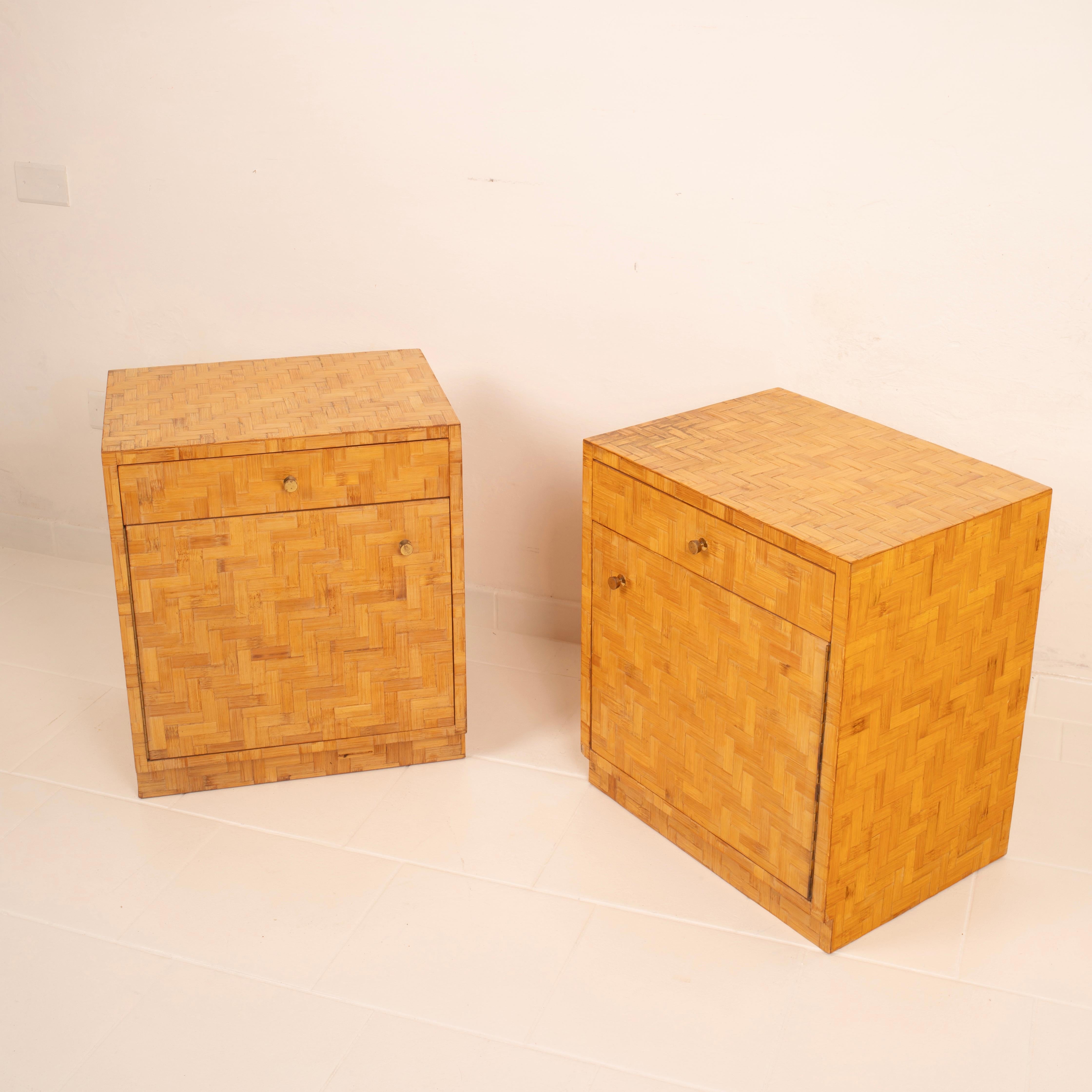 Italian Paire de tables de nuit en bambou pressé par Vivai del Sud, 1970 en vente