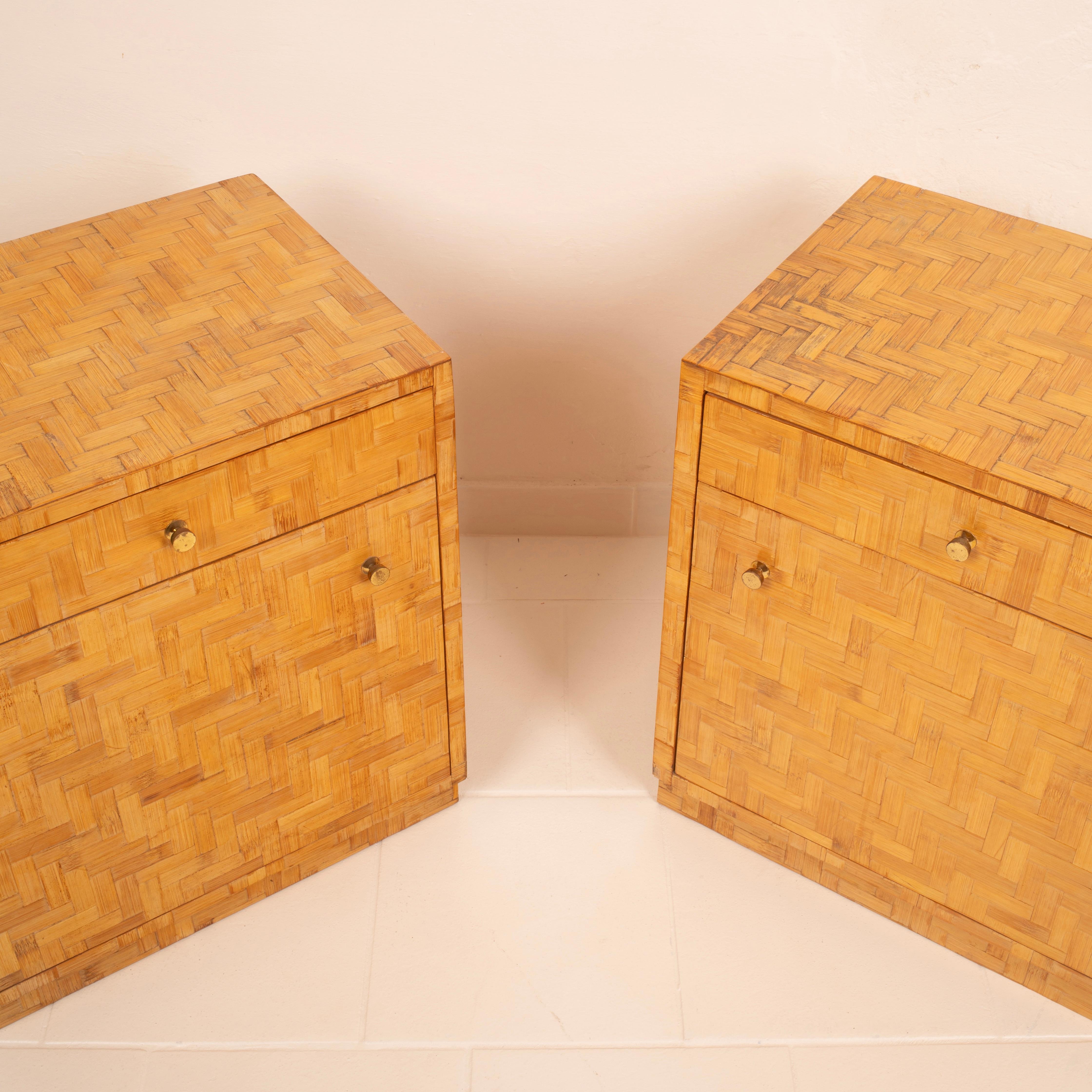 Late 20th Century Paire de tables de nuit en bambou pressé par Vivai del Sud, 1970 en vente